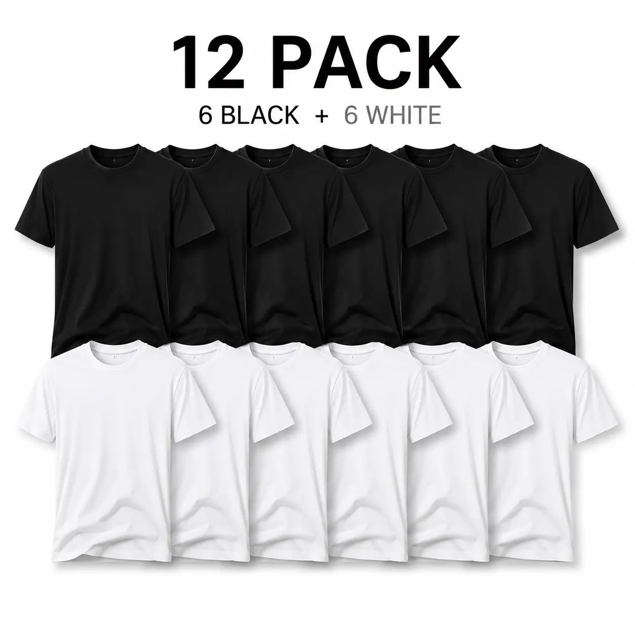 Men's 12-Pack Cotton Blend Vintage Aesthetic Crew Neck T-Shirts, Unisex Loose-Fit Baggy Short Sleeve Basic Tops