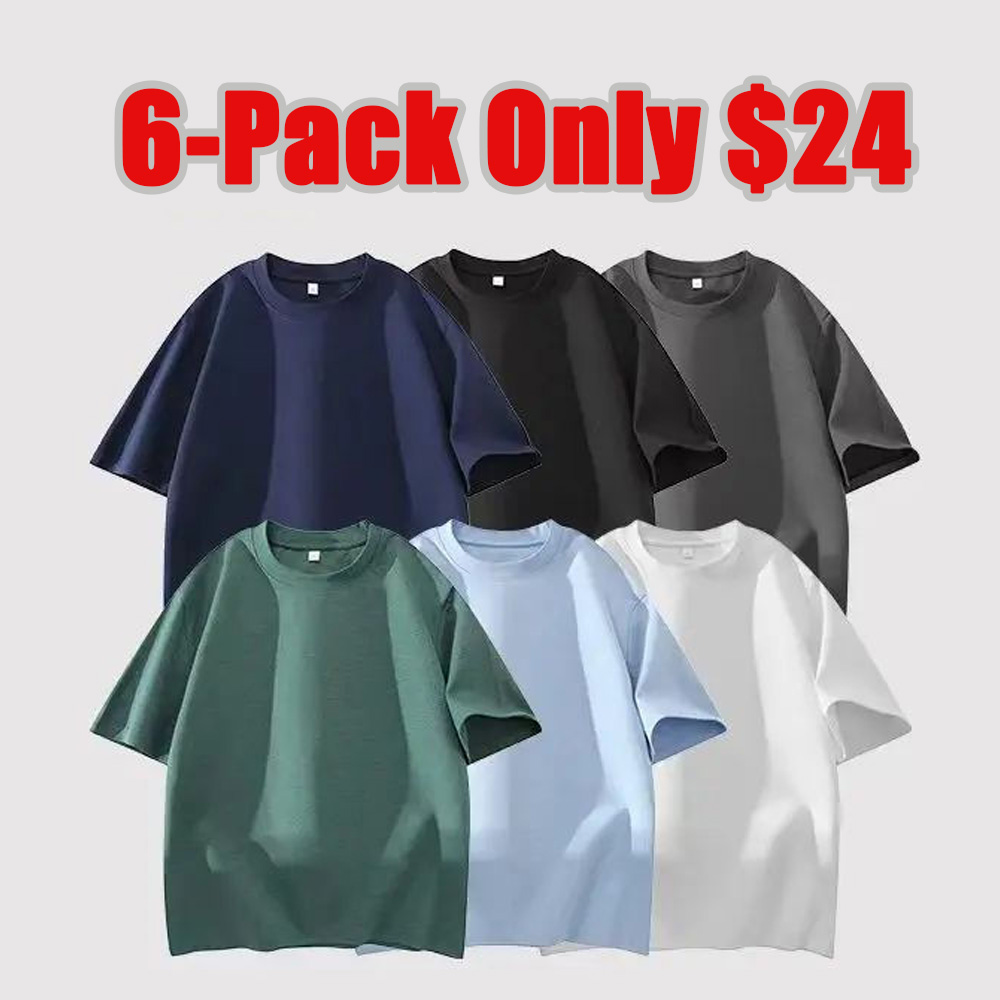 Men's 100% cotton Crew Neck T-Shirts Set - Soft Loose Fit Navy Gray Black Tees for Casual Daily Wear