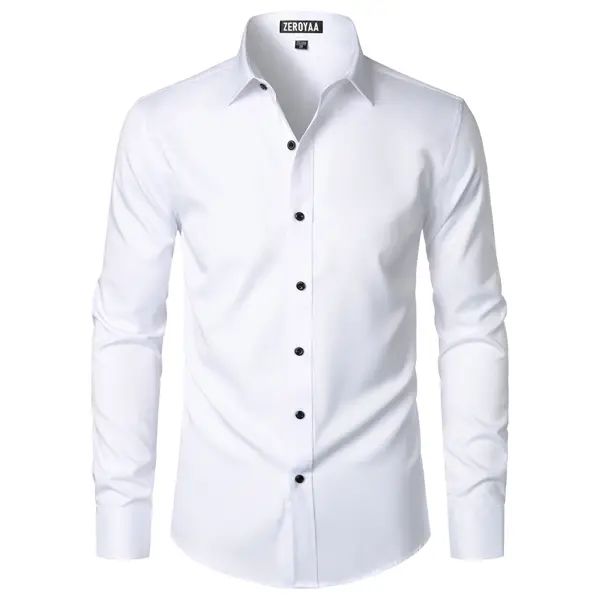 Men's Long Sleeve Dress Shirt Modern Slim Fit Wrinkle