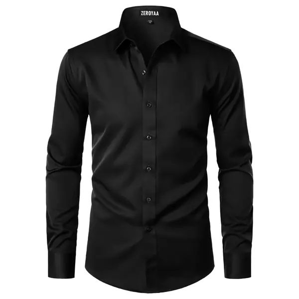 Men's Long Sleeve Dress Shirt Modern Slim Fit Wrinkle
