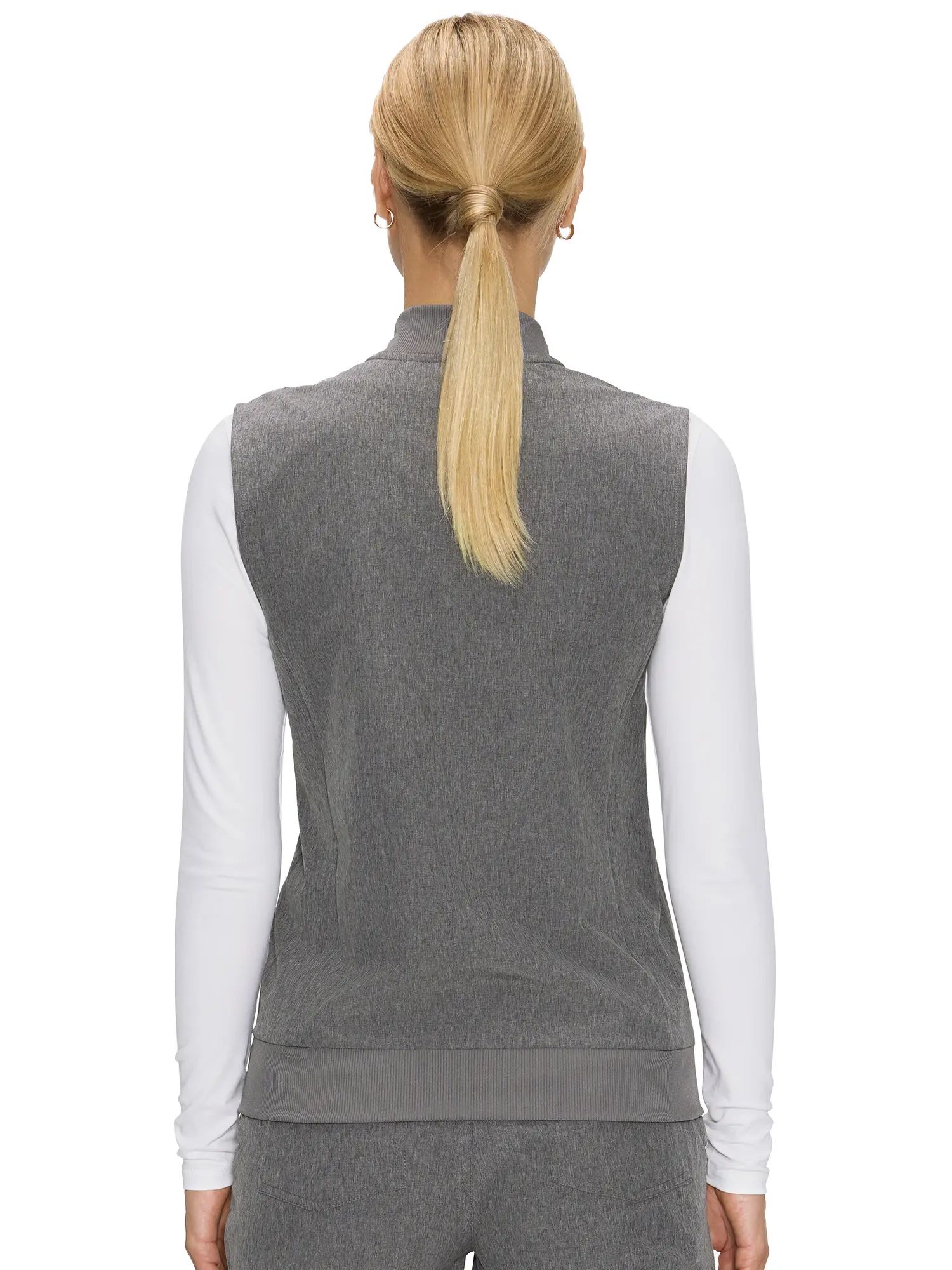 Women's Fitted Scrubs Vest, Comfort Fit Stretch Workwear Uniform with 3 Pockets