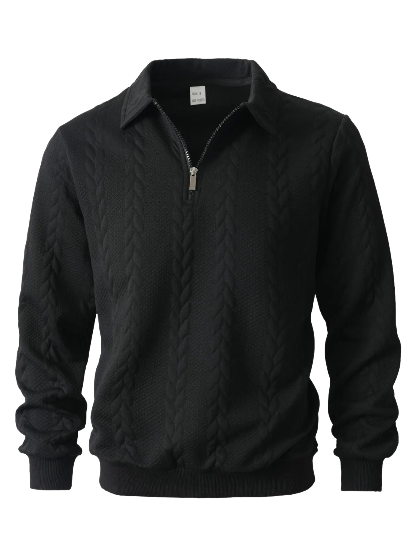 Men's Spring Outfits Knitted Polo Neck Long Sleeve Fitted Knitwear Sweatshirt for Daily Wear
