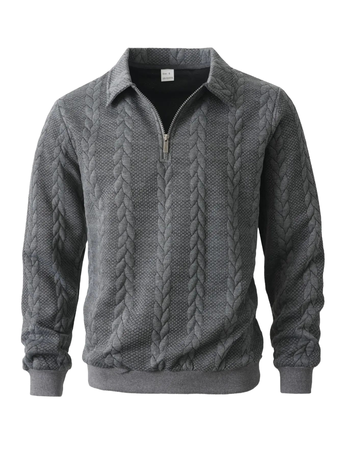 Men's Spring Outfits Knitted Polo Neck Long Sleeve Fitted Knitwear Sweatshirt for Daily Wear