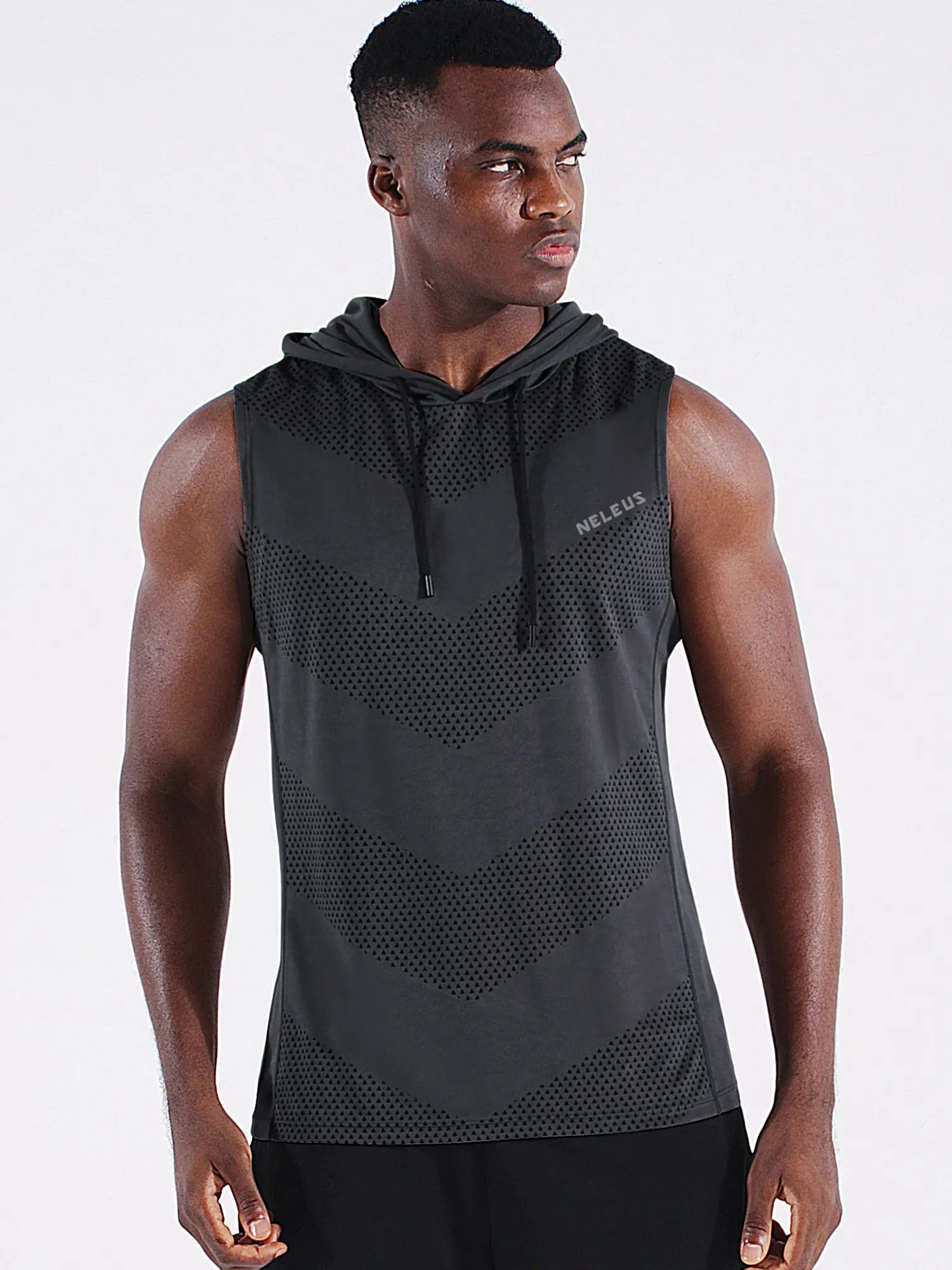 Men's Workout Clothes, Hooded Sleeveless Dry Fit Athletic Sports Vest for Running and Boxing