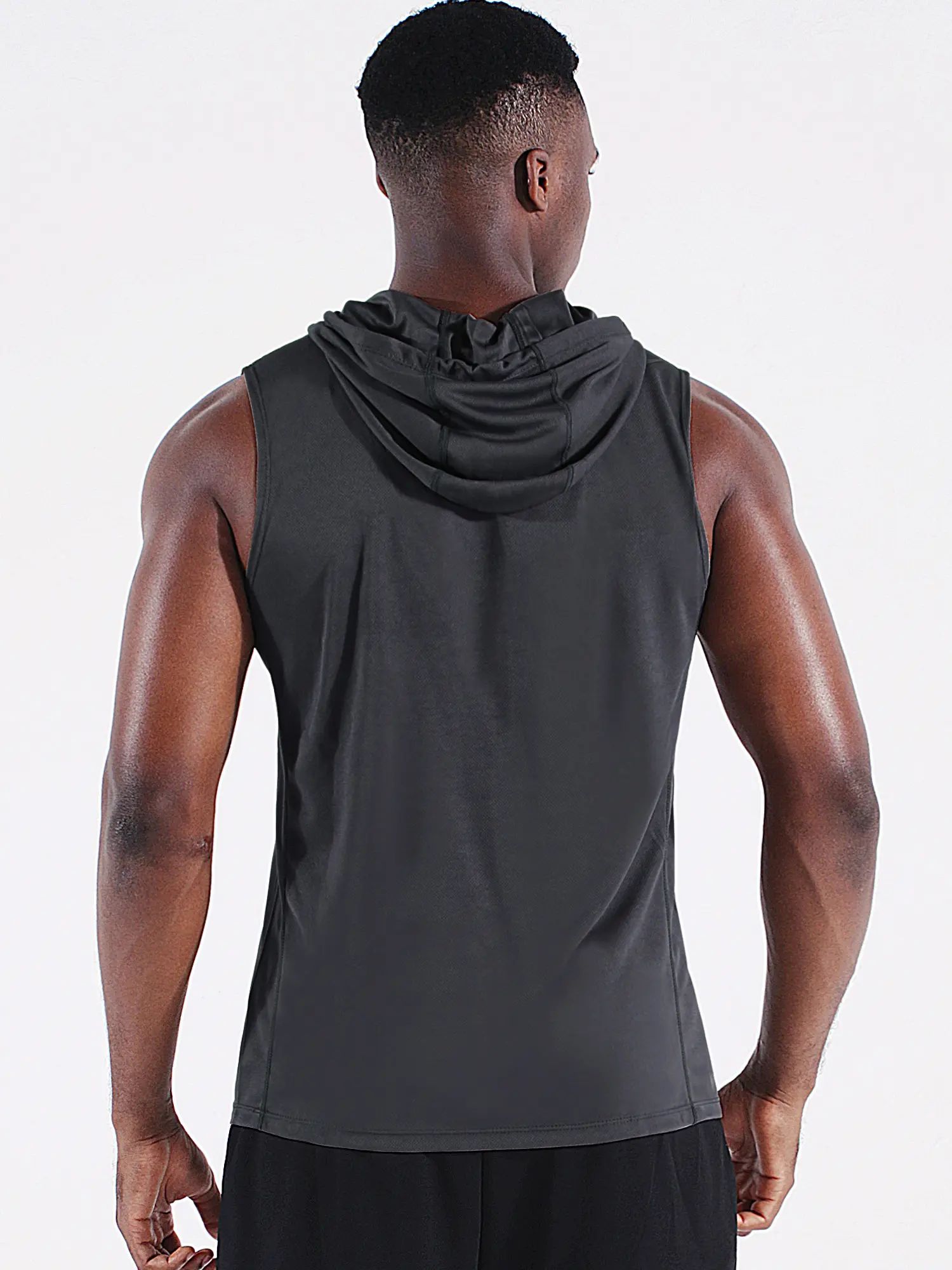Men's Workout Clothes, Hooded Sleeveless Dry Fit Athletic Sports Vest for Running and Boxing