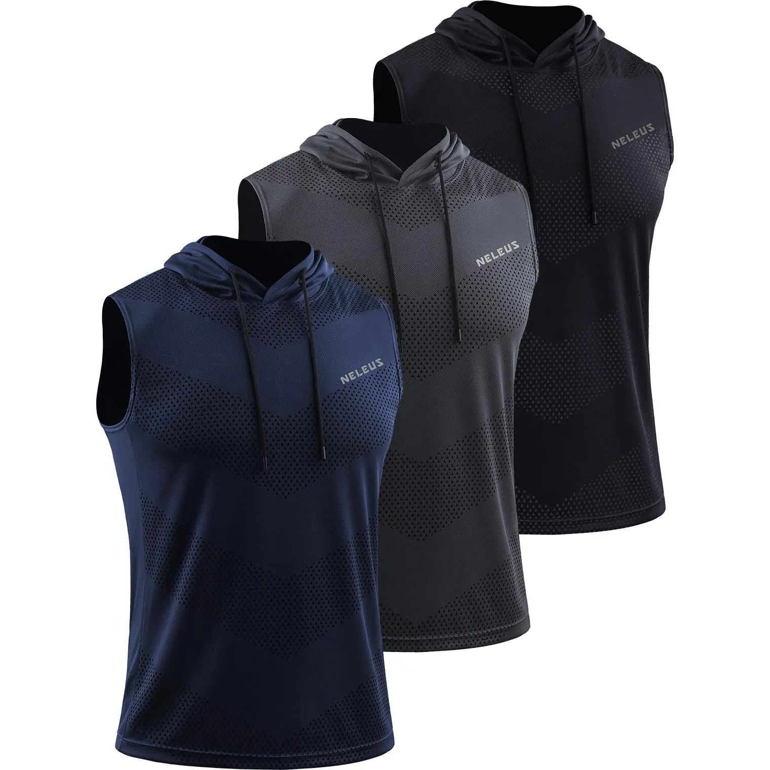 Men's Workout Clothes, Hooded Sleeveless Dry Fit Athletic Sports Vest for Running and Boxing