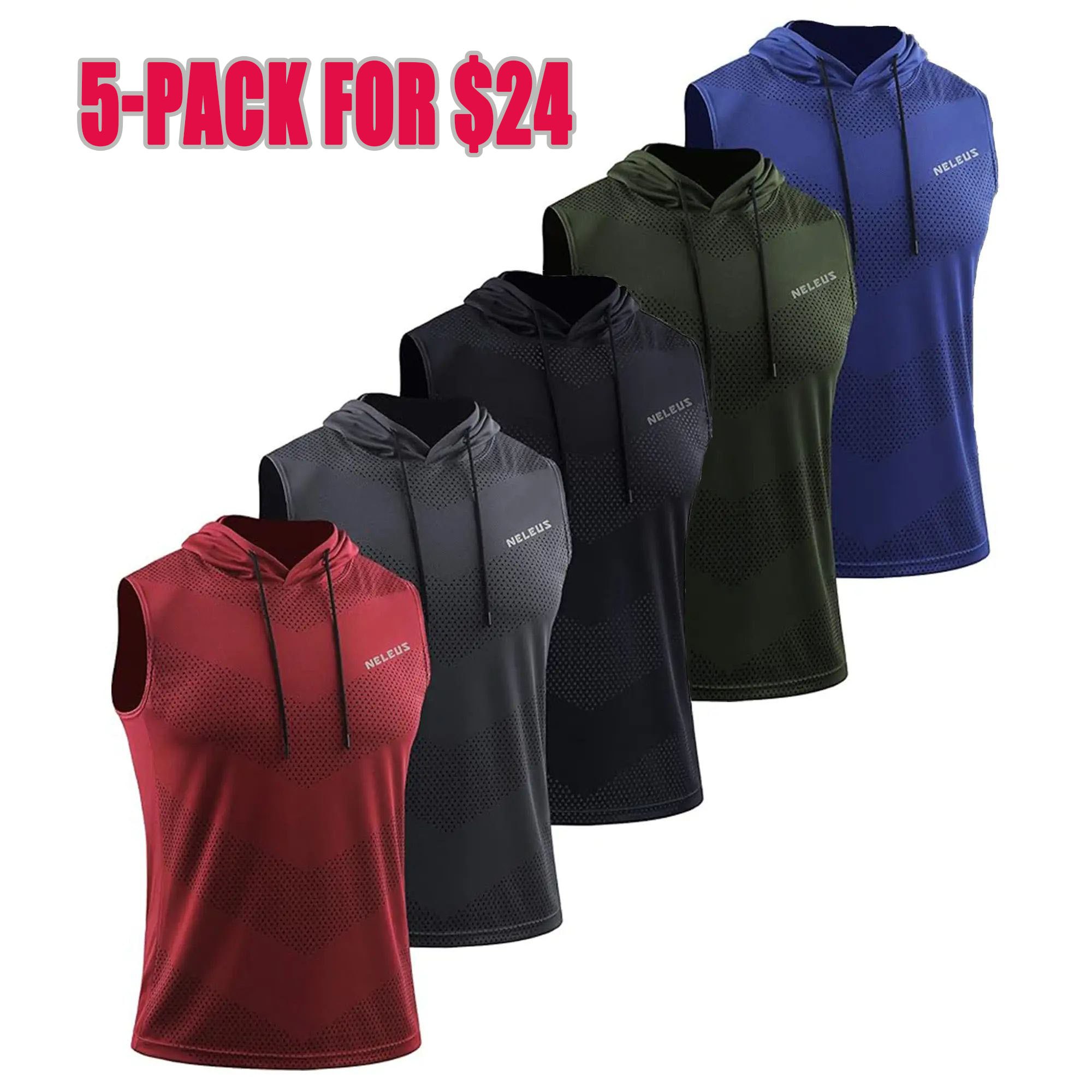 Men's Workout Clothes, Hooded Sleeveless Dry Fit Athletic Sports Vest for Running and Boxing