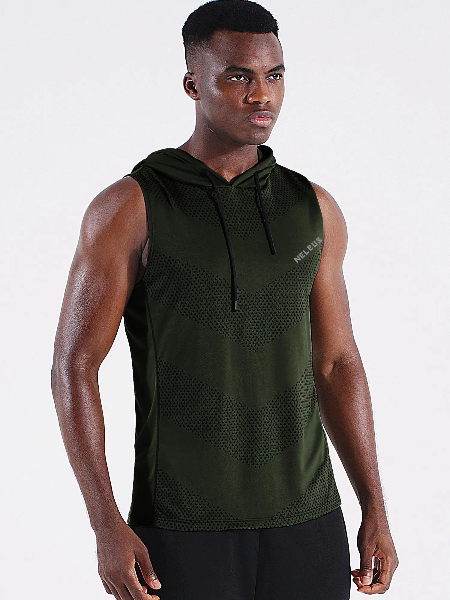 Men's Workout Clothes, Hooded Sleeveless Dry Fit Athletic Sports Vest for Running and Boxing