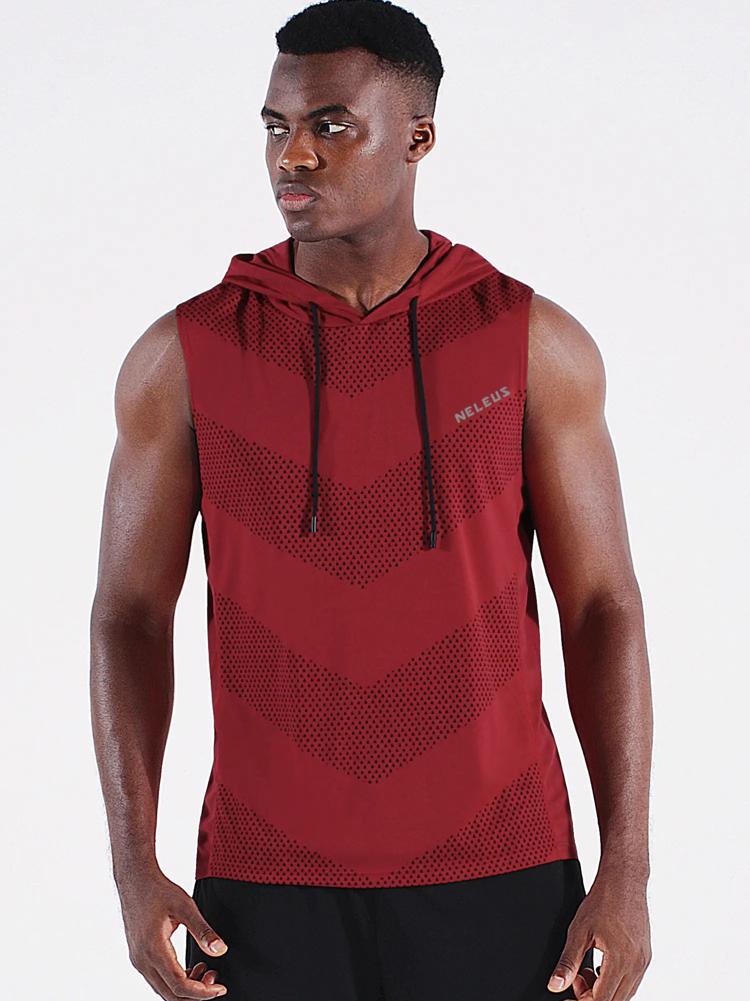 Men's Workout Clothes, Hooded Sleeveless Dry Fit Athletic Sports Vest for Running and Boxing