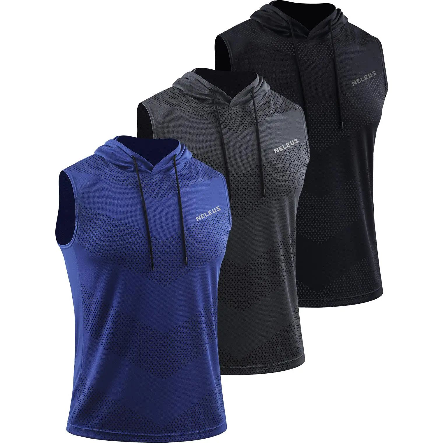 Men's Workout Clothes, Hooded Sleeveless Dry Fit Athletic Sports Vest for Running and Boxing