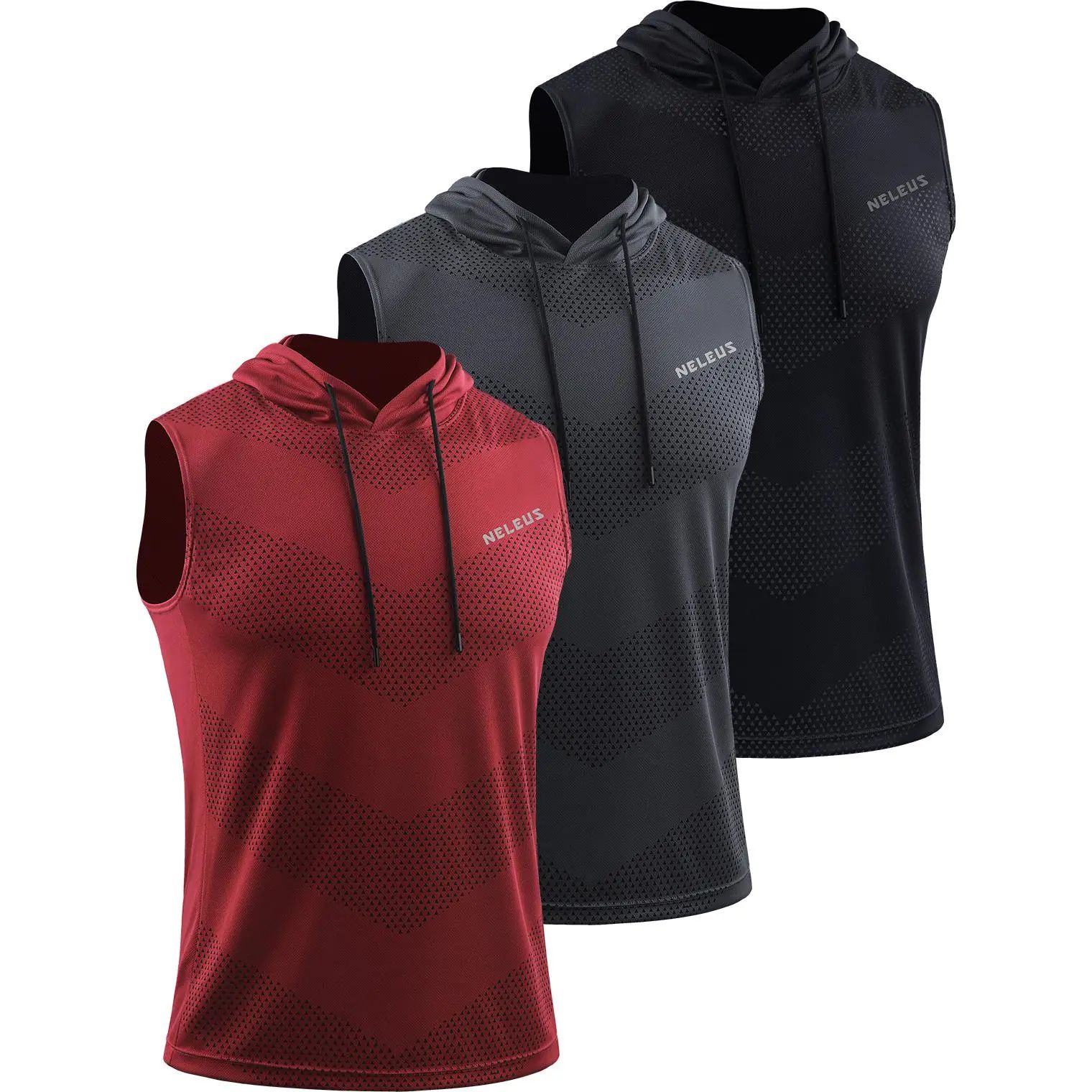 Men's Workout Clothes, Hooded Sleeveless Dry Fit Athletic Sports Vest for Running and Boxing
