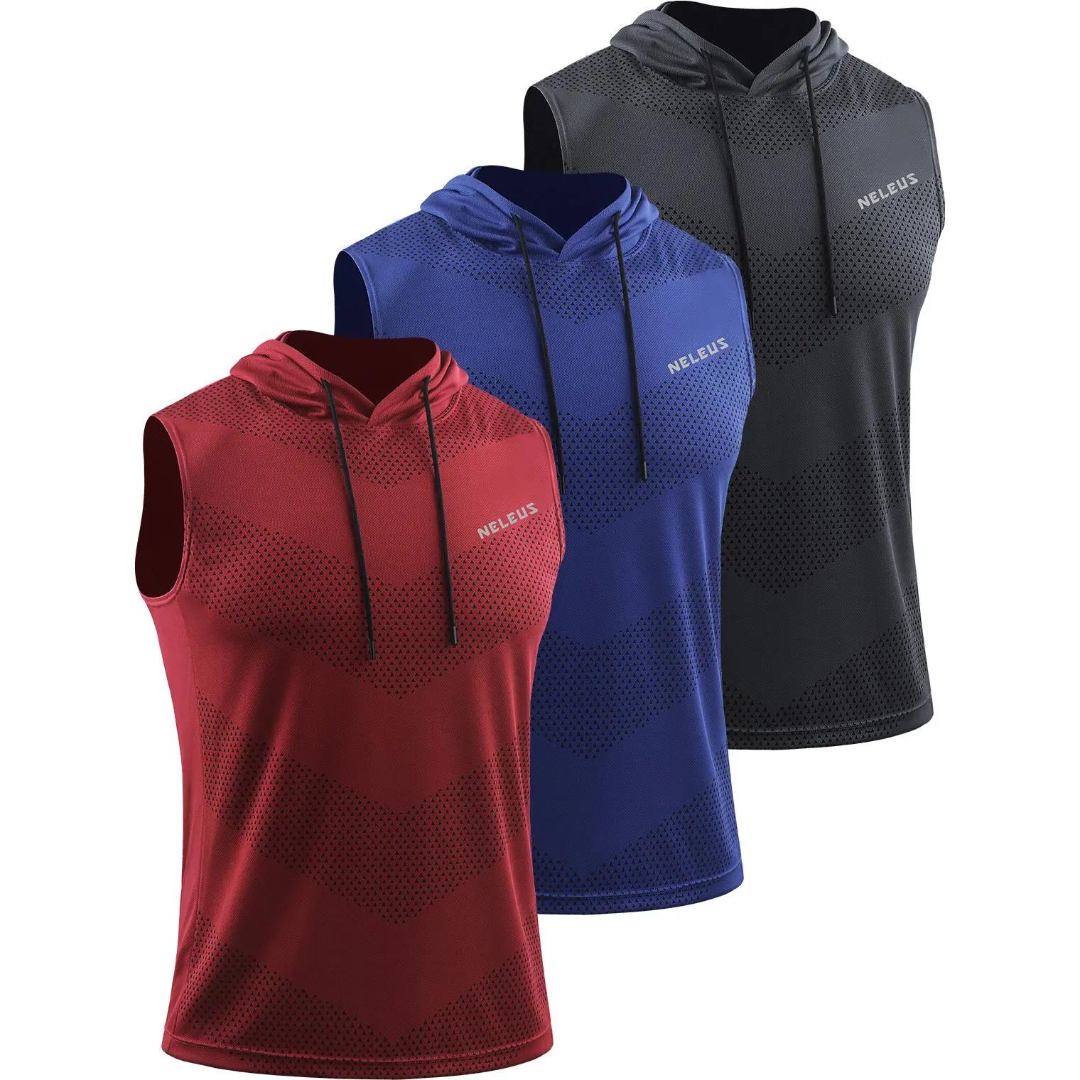 Men's Workout Clothes, Hooded Sleeveless Dry Fit Athletic Sports Vest for Running and Boxing