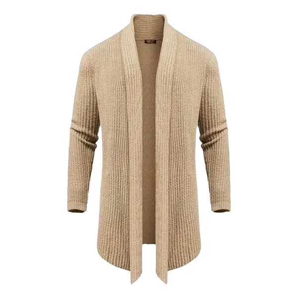 Men's Fashion Shawl Collar Long-Sleeve Fitted Plain Knit Cardigan