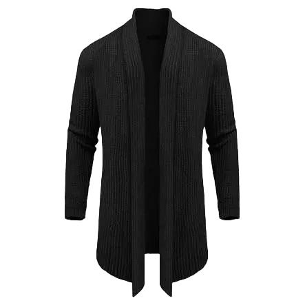 Men's Fashion Shawl Collar Long-Sleeve Fitted Plain Knit Cardigan