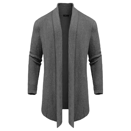 Men's Fashion Shawl Collar Long-Sleeve Fitted Plain Knit Cardigan
