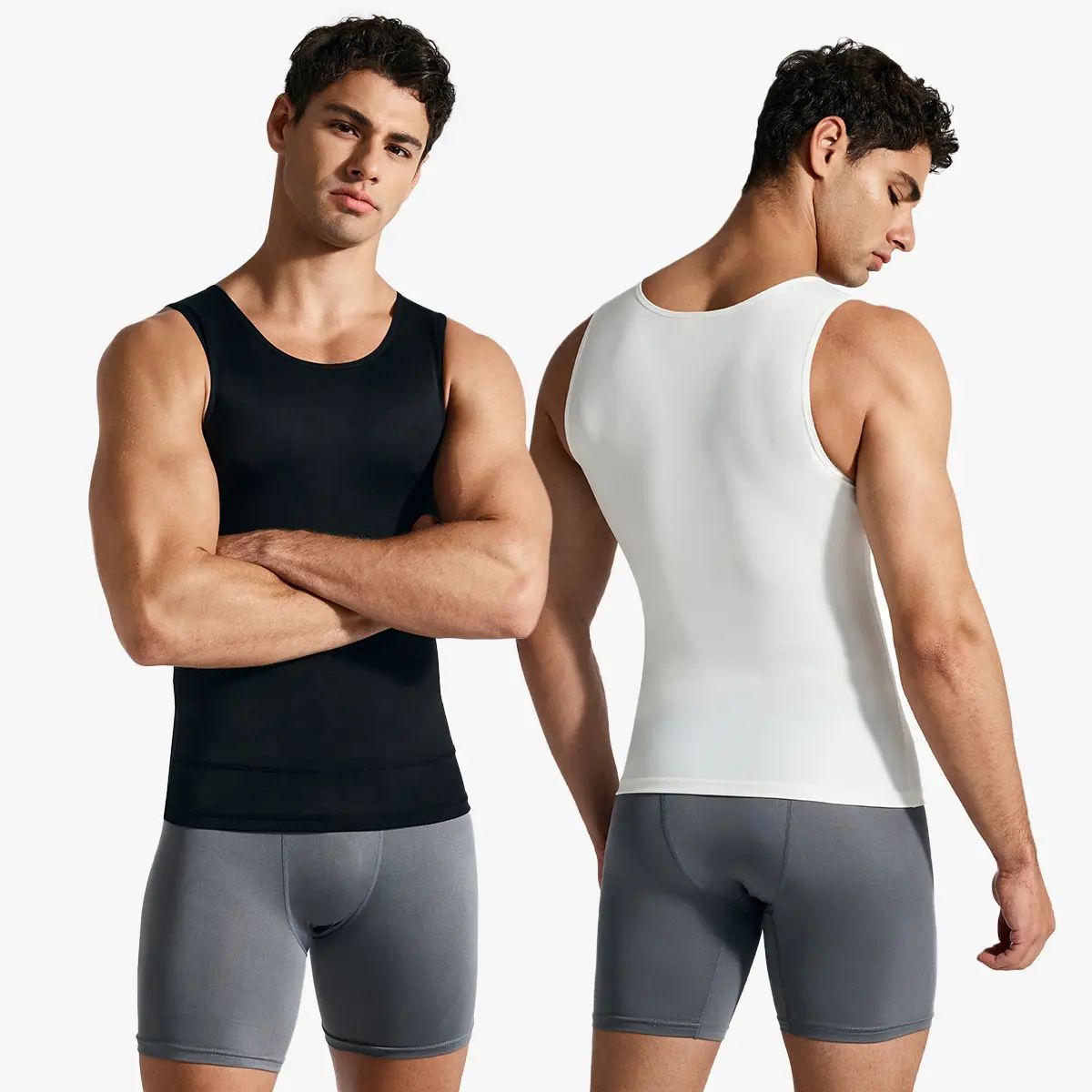 Men’s Silky Soft Compression Shapewear Tank, Slimming Body Shaper Vest with Waist & Chest Support