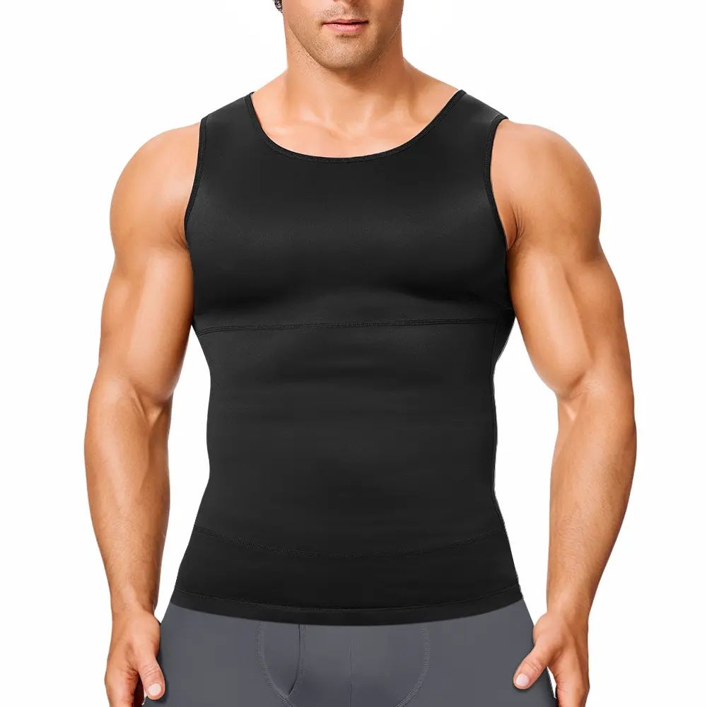 Men’s Silky Soft Compression Shapewear Tank, Slimming Body Shaper Vest with Waist & Chest Support