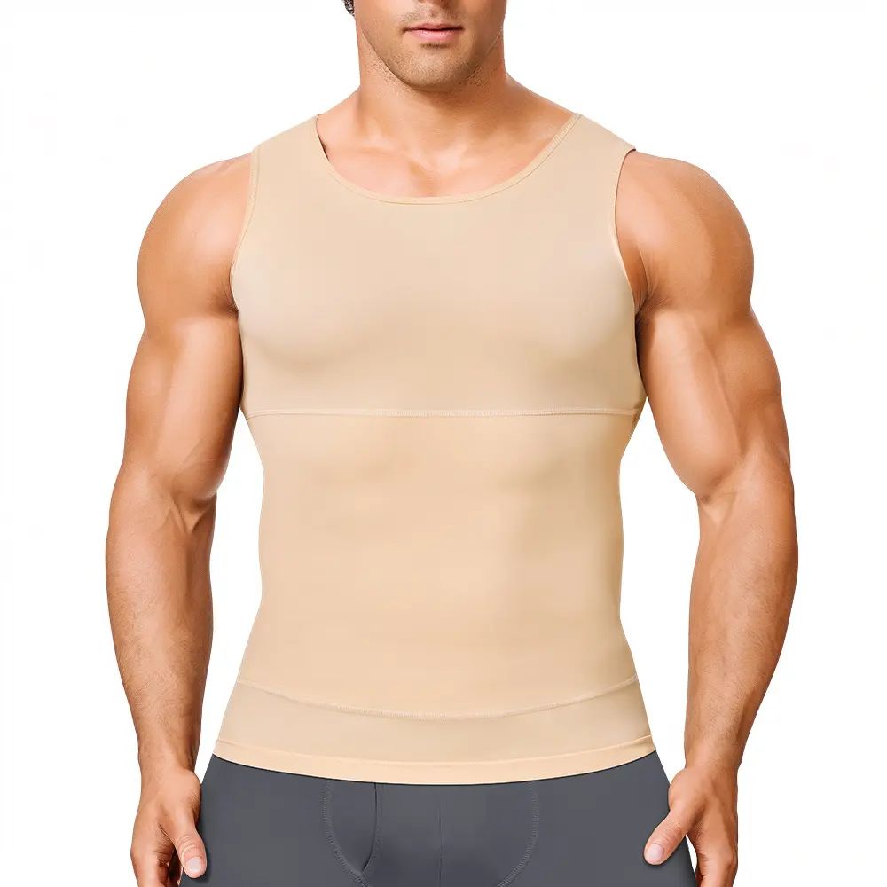 Men’s Silky Soft Compression Shapewear Tank, Slimming Body Shaper Vest with Waist & Chest Support