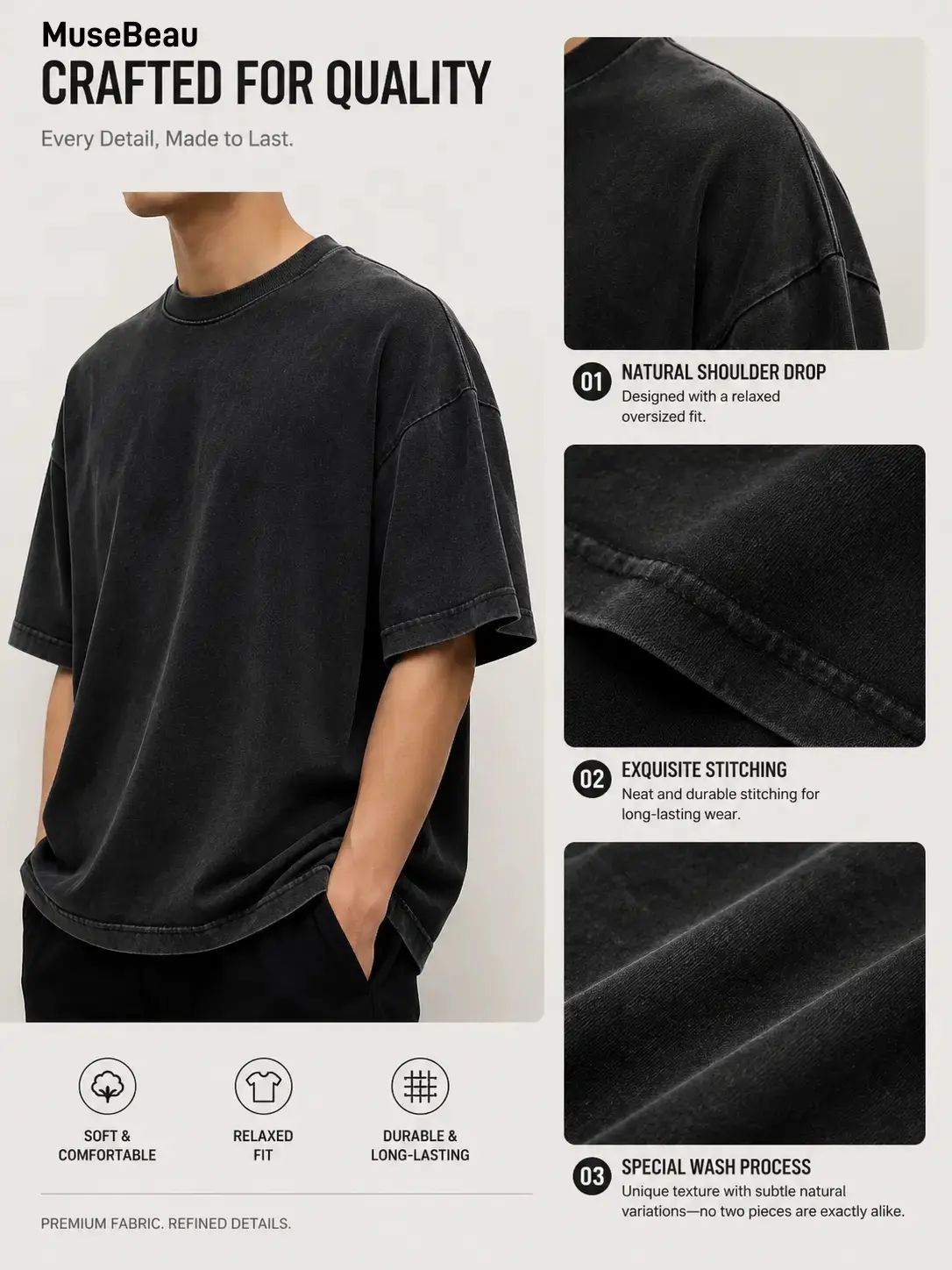 Unisex Acid Wash Oversized Cotton T-Shirts Crew Neck Half Sleeve Loose Casual Streetwear Summer Tops