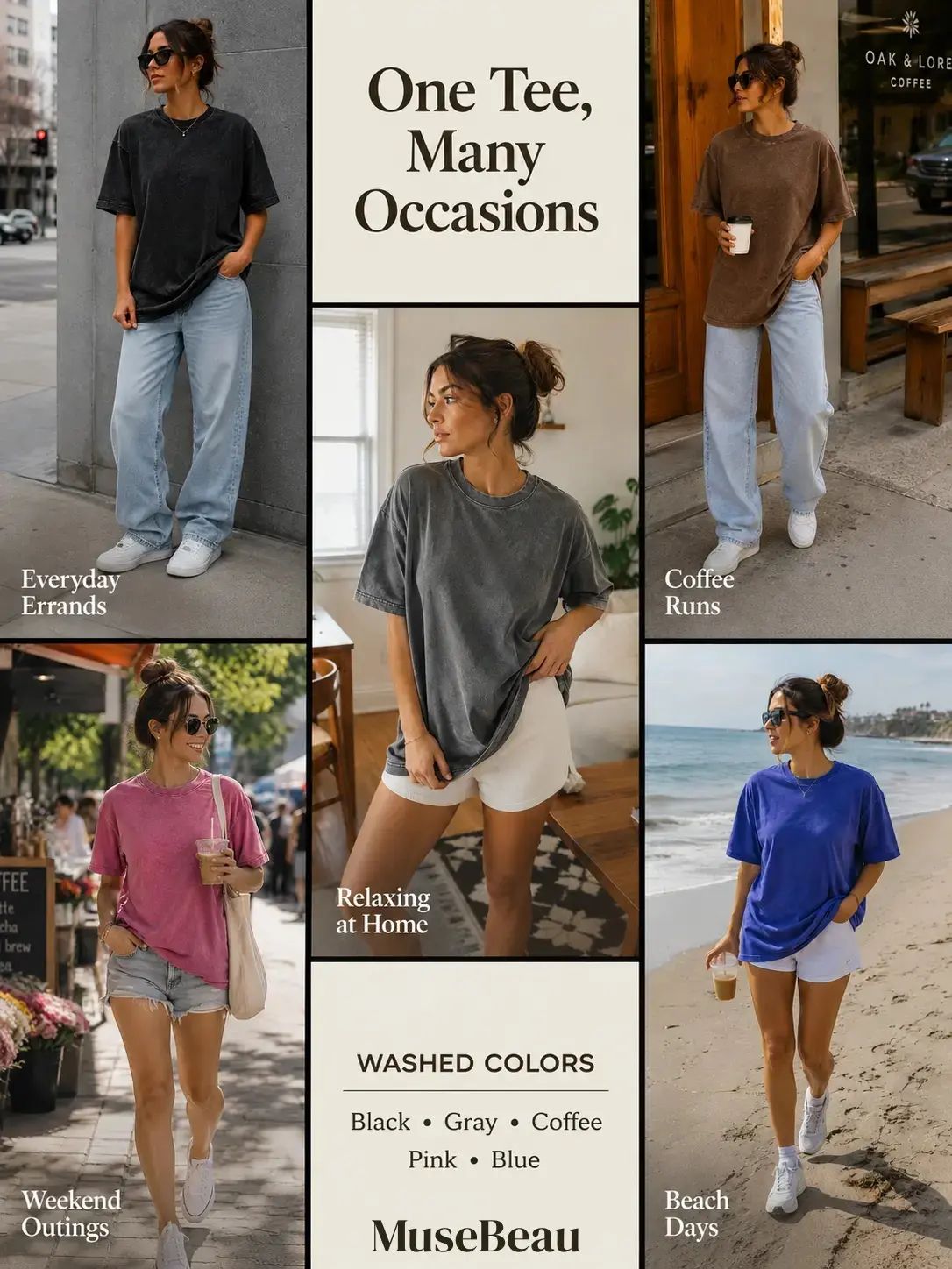 Unisex Acid Wash Oversized Cotton T-Shirts Crew Neck Half Sleeve Loose Casual Streetwear Summer Tops