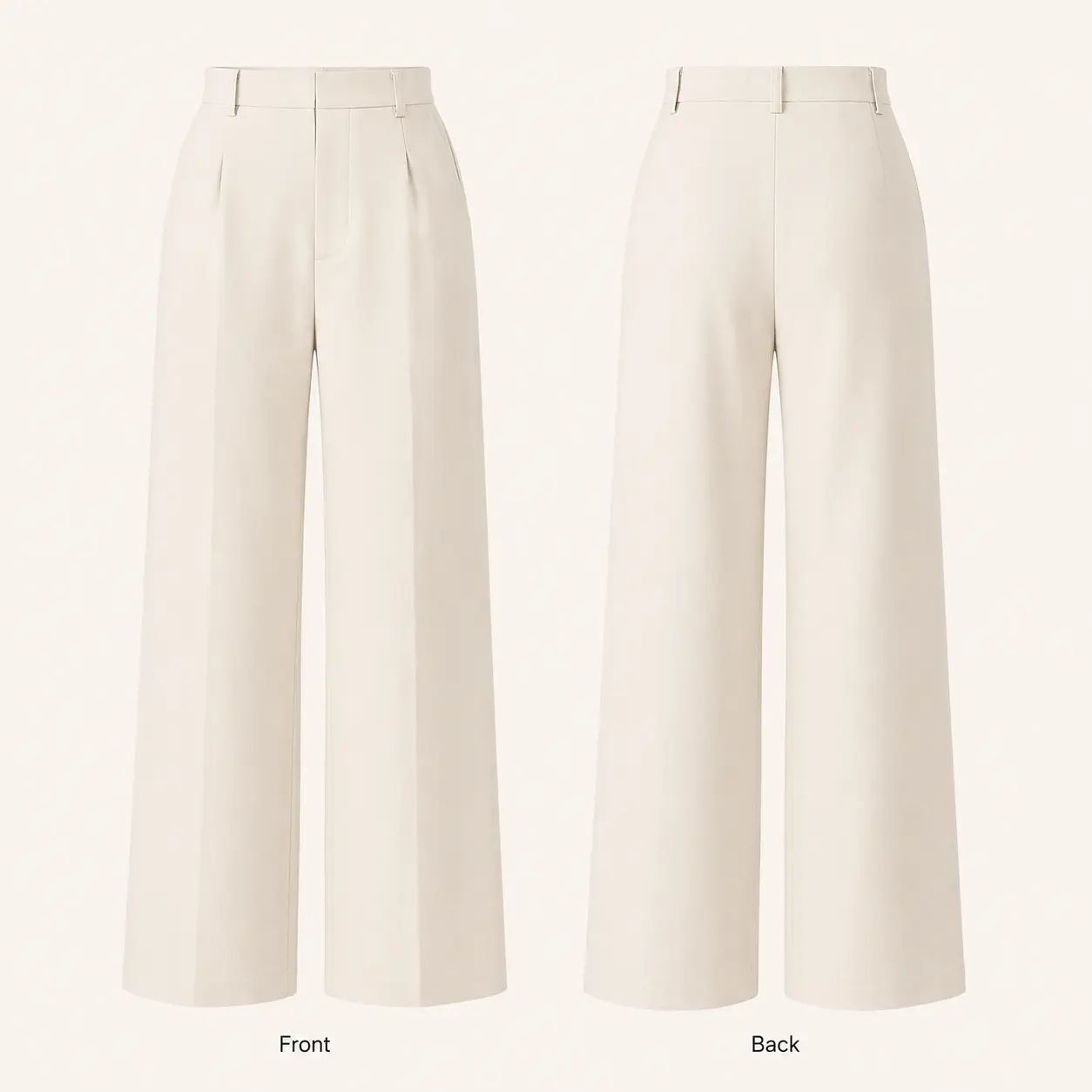 Women's High-Waisted Wide Leg Bottoms - Business Casual Drape Trousers with Clean Front