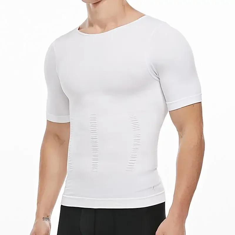 1/2/3/4 Pack Menswear Compression Body Shaper Shapewear Stretch Short Sleeve Shirt Breathable Lightweight Comfy Workout Tank Top Sports Vest Fitness Tee Gym Exercise Activewear Elastic Formal Fabric Casual