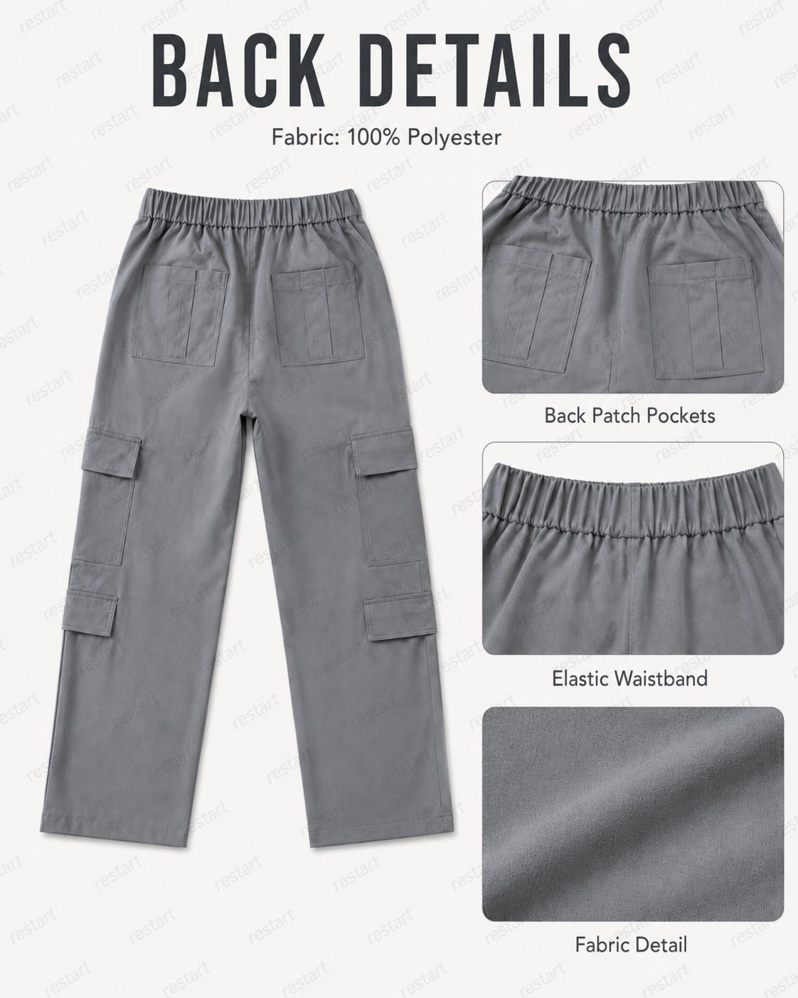 Women&rsquo;s Straight Leg 3-Pack Outdoor Cargo Pants - Casual Loose Street Chic Bottoms with Elastic Waistband, Multi-Pockets, Solid Color Basics for Holiday Going Out, Shopping, Women&rsquo;s Gift, Straight Legs