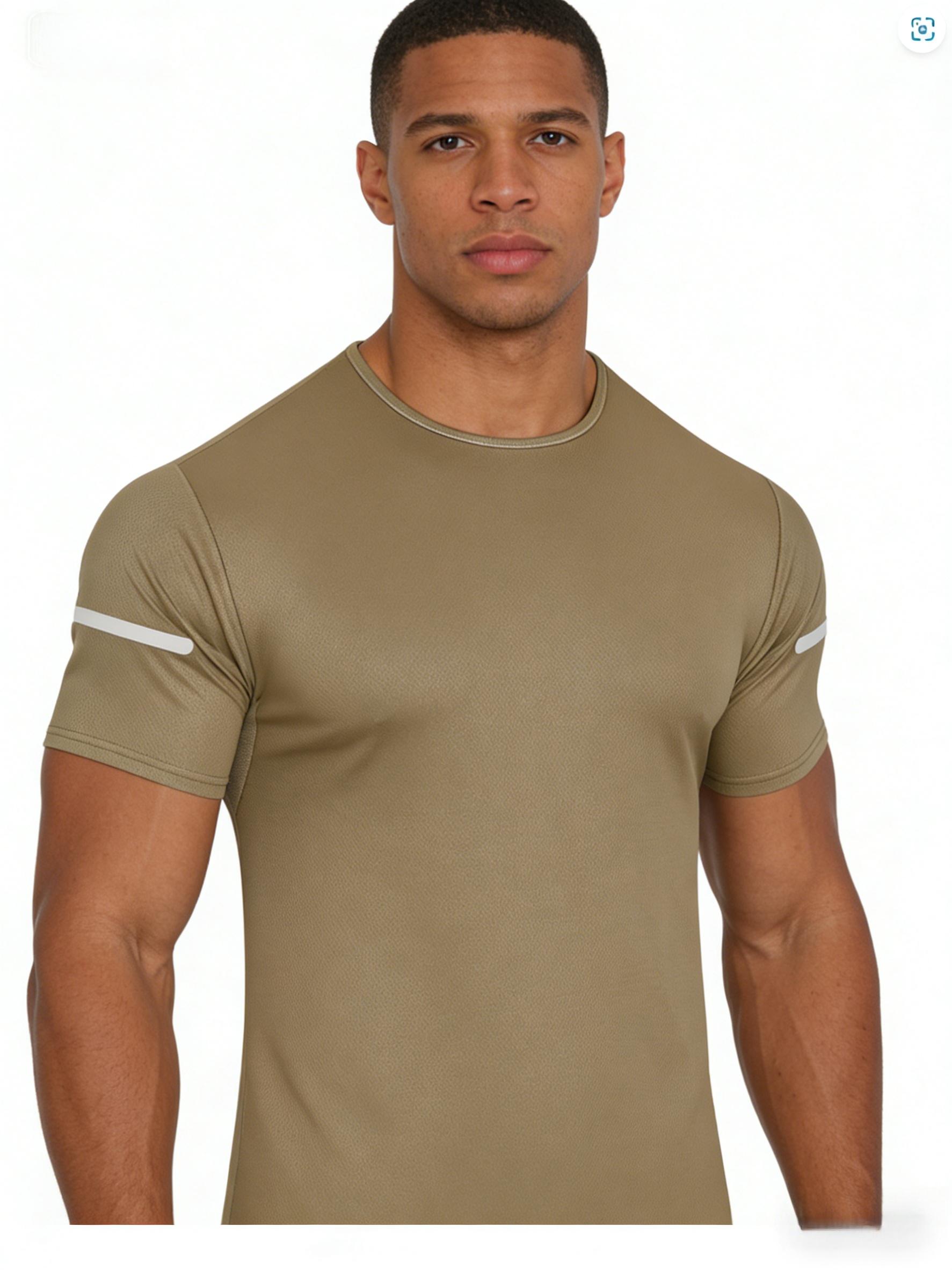 7PCS Men's Print Reflective Stripe  Sports T-Shirts, Quick Drying Breathable Round Neck T-shirt,Casual Tops for Workout Running, Gym Tees, Men's Sportswear for Summer  Running Shirts, Moisture-Wicking T-Shirts, Gym Workout Short Sleeve Shirts