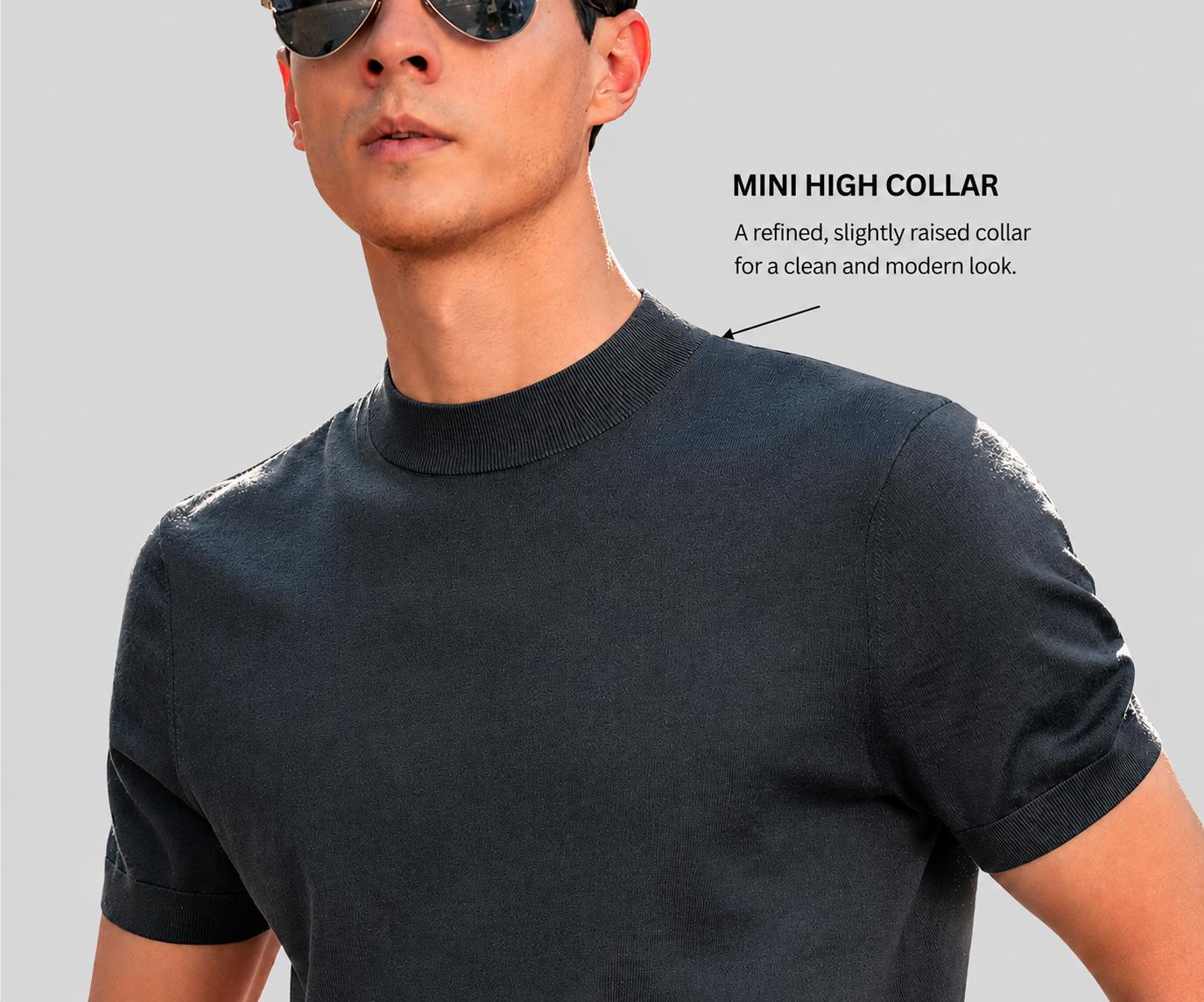 Men's 100% Merino Wool Mock Neck Knit T-Shirt - Soft, Breathable Daily Commute Base Top with Refined Knit, Cold Wash Compatible Men's 100% Merino Wool Mock Neck Knit T-Shirt - Soft, Breathable Daily Commute Base Top with Refined Knit, Cold Wash Compatible