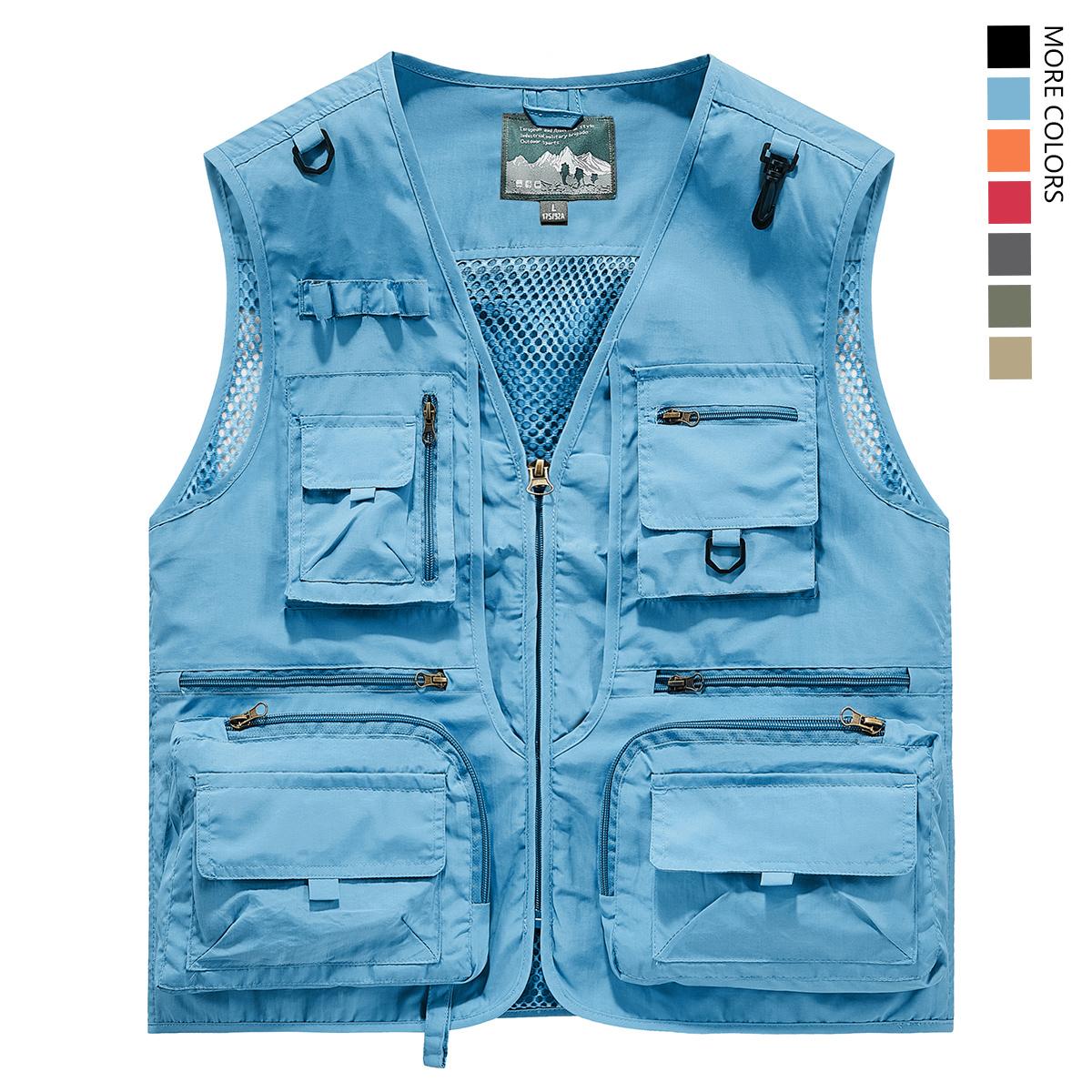 Made from 100% nylon, anti-static design ensures safety (true size). Men&rsquo;s fashion quick-dry mesh casual outdoor multi-pocket fishing photography vest/work vest jacket with multiple pockets, suitable for outdoor activities.
