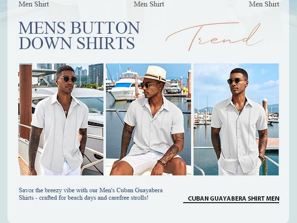 COOFANDY Mens Cuban Guayabera Short Sleeve Shirt Casual Summer Beach Tops Button Down Untucked Shirts COOFANDY Mens Cuban Guayabera Short Sleeve Shirt Casual Summer Beach Tops Button Down Untucked Shirts