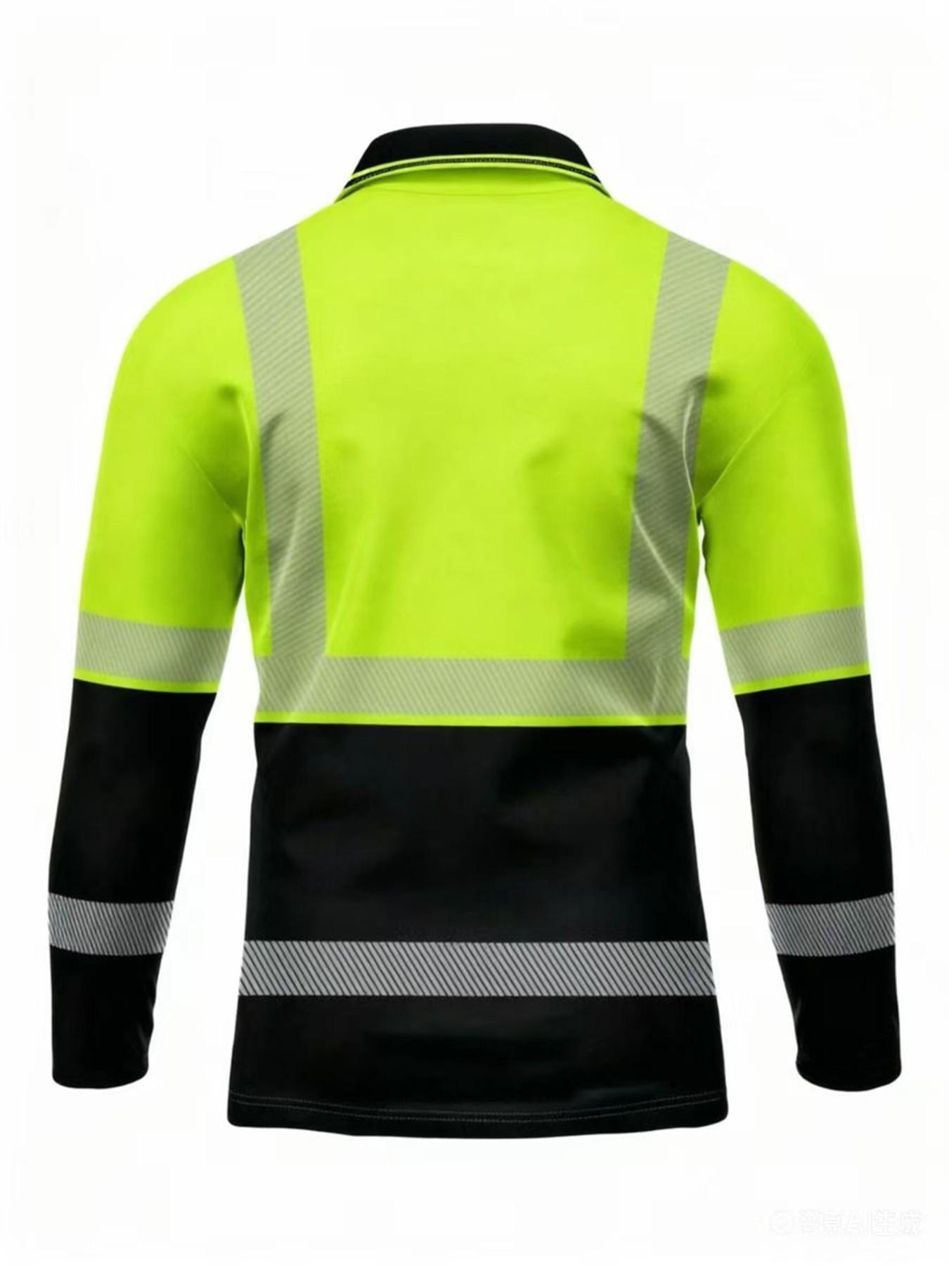 Men's casual autumn and winter tooling printed long-sleeved POLO shirt - contrasting color design, orange, black and neon green optional, lapel, light and breathable, durable fabric shirt, outdoor labor shirt, bold print design, warehouse staff only Men's casual autumn and winter tooling printed long-sleeved POLO shirt - contrasting color design, orange, black and neon green optional, lapel, light and breathable, durable fabric shirt, outdoor labor shirt, bold print design, warehouse staff only