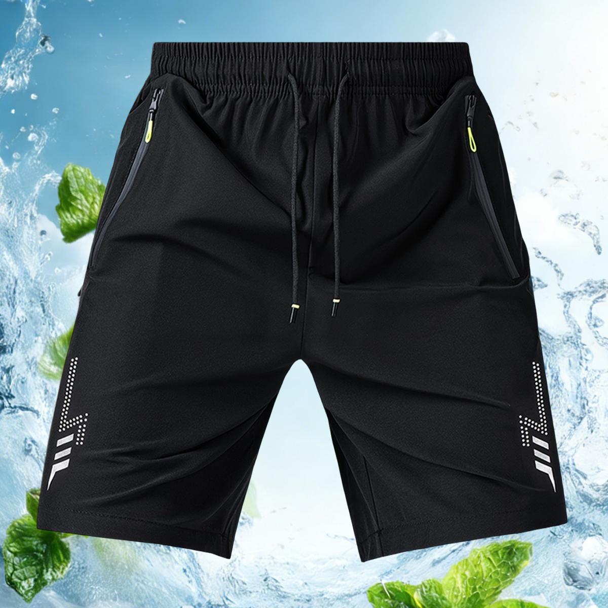 Men's Unisex Fashion Athletic Shorts (Pack of 3) - Reflective Geometric Prints, Drawstring Waistband, Side Zipper Closures, Ideal for Summer Wear, Everyday Exercise, Running, Reflective Prints,summerwins,father'sdaygifts