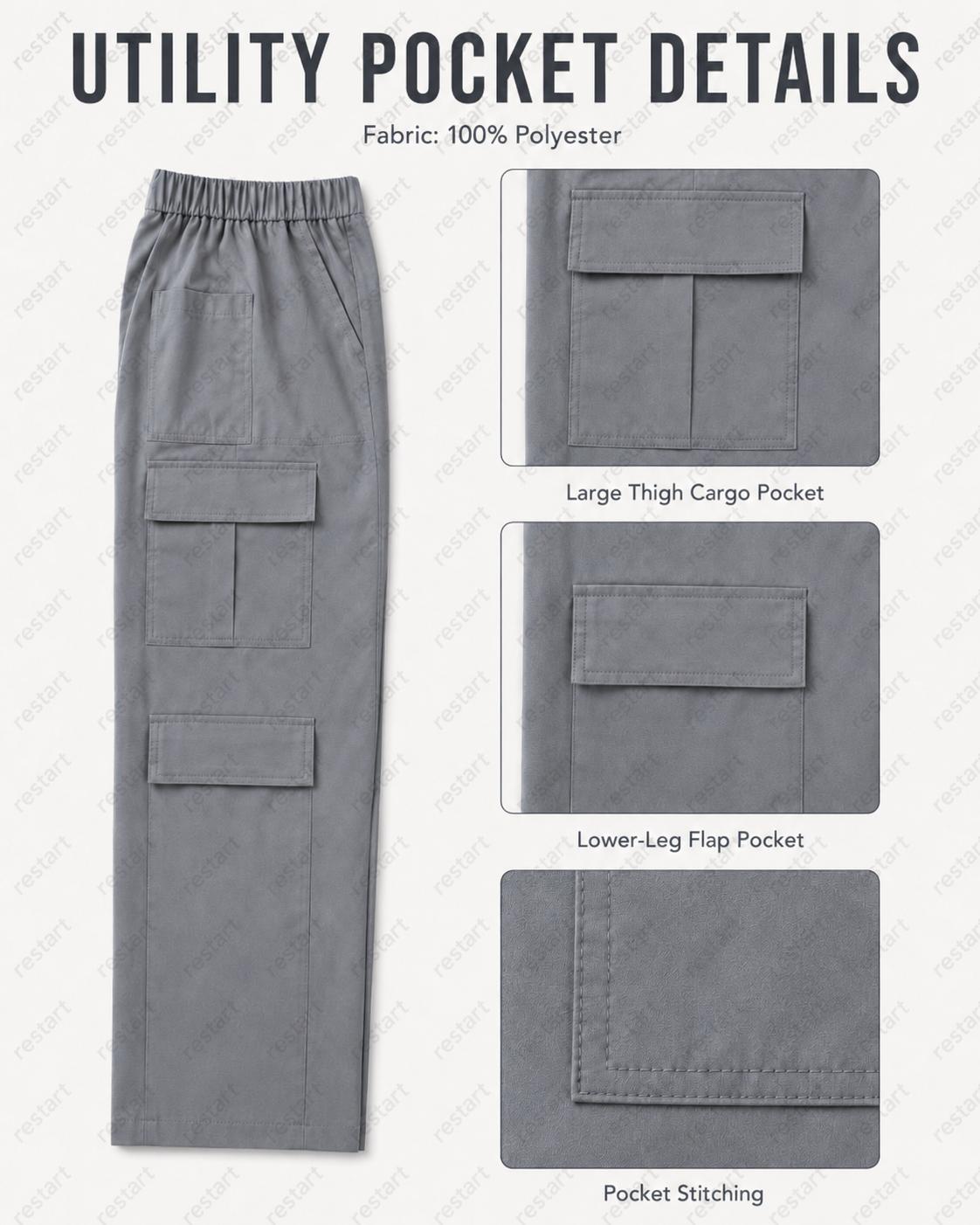 Women&rsquo;s Straight Leg 3-Pack Outdoor Cargo Pants - Casual Loose Street Chic Bottoms with Elastic Waistband, Multi-Pockets, Solid Color Basics for Holiday Going Out, Shopping, Women&rsquo;s Gift, Straight Legs