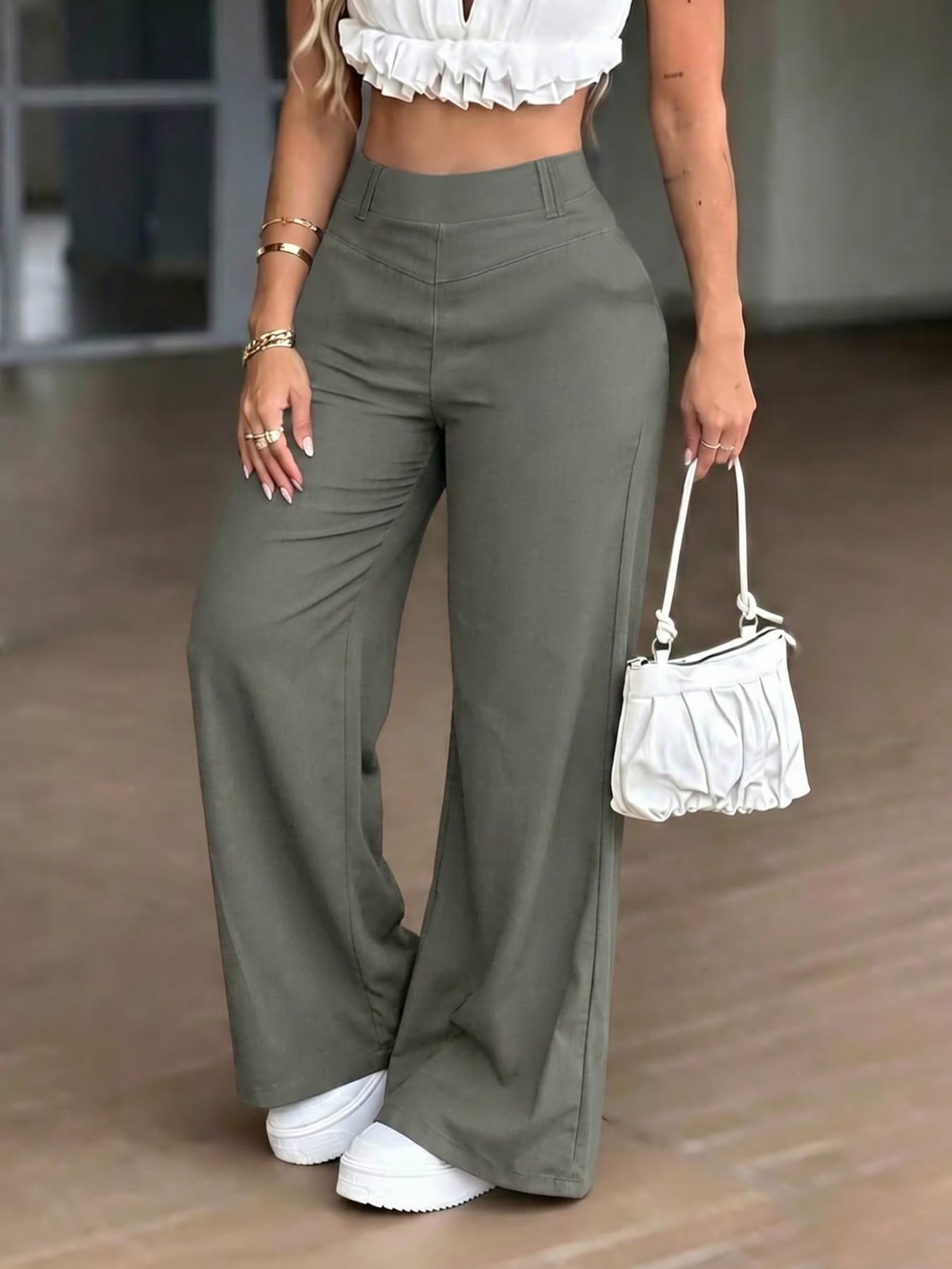 KAYWIDE Women's Casual High-Waist Flowy Wide-Leg Pants, Comfortable Loose-Fit Trousers, Stylish Bottoms for Everyday Wear