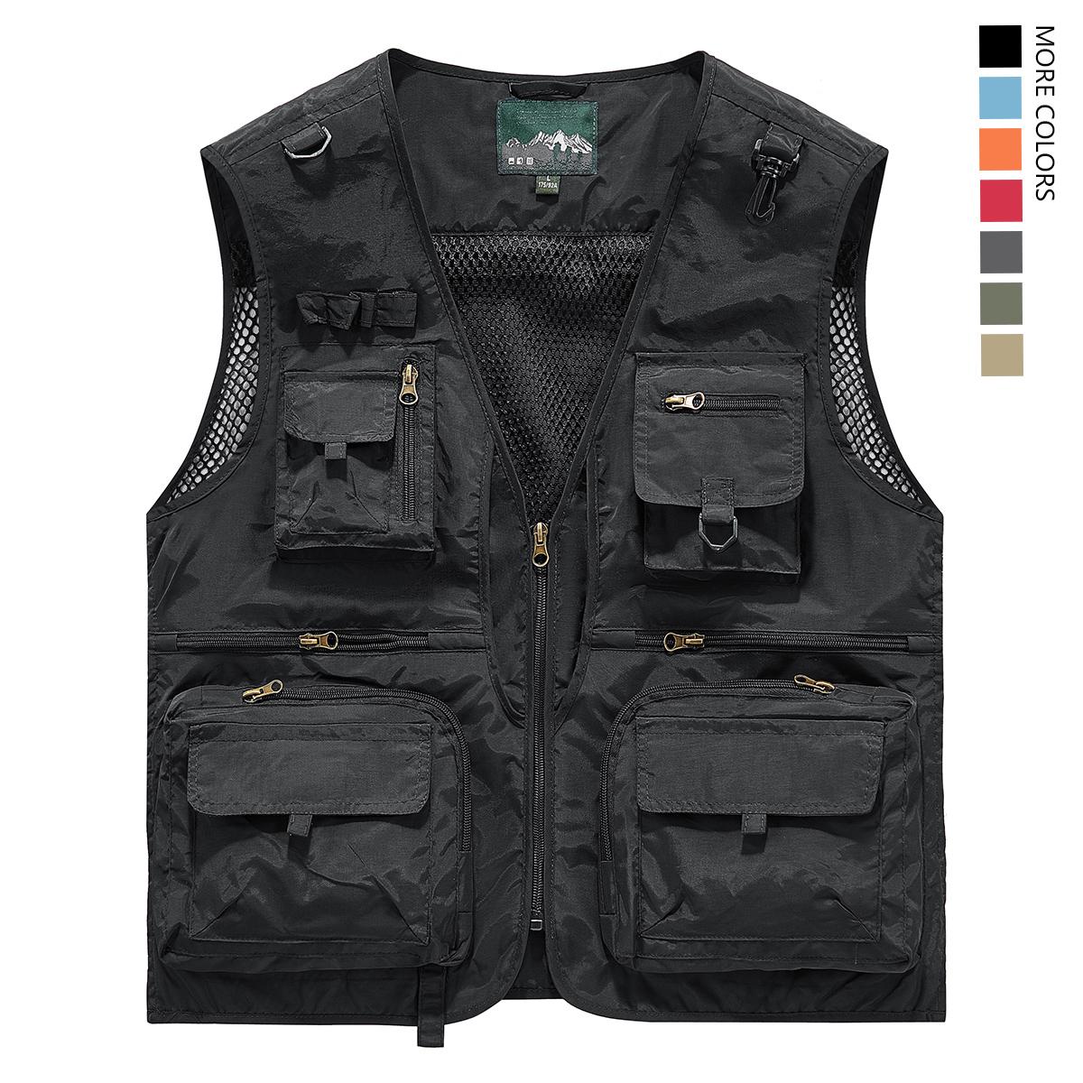 Made from 100% nylon, anti-static design ensures safety (true size). Men&rsquo;s fashion quick-dry mesh casual outdoor multi-pocket fishing photography vest/work vest jacket with multiple pockets, suitable for outdoor activities.
