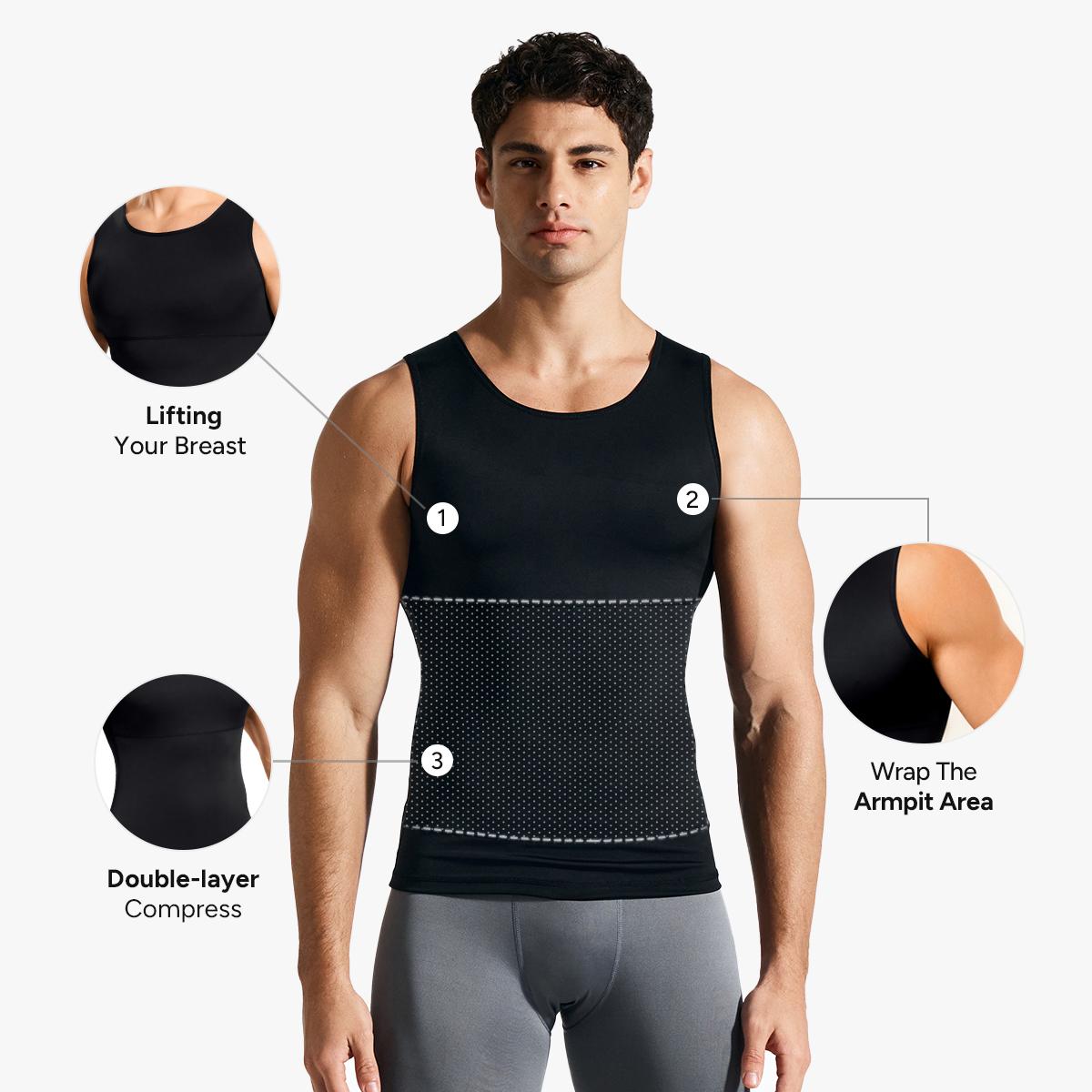 【Nebility】 Men&rsquo;s Silky Soft Compression Shapewear Tank, Slimming Body Shaper Vest with Waist & Chest Support, Stretchy, Odor-Resistant, Breathable Muscle Tank for Daily Comfort, Menswear, Tanktop,fathersdaygift