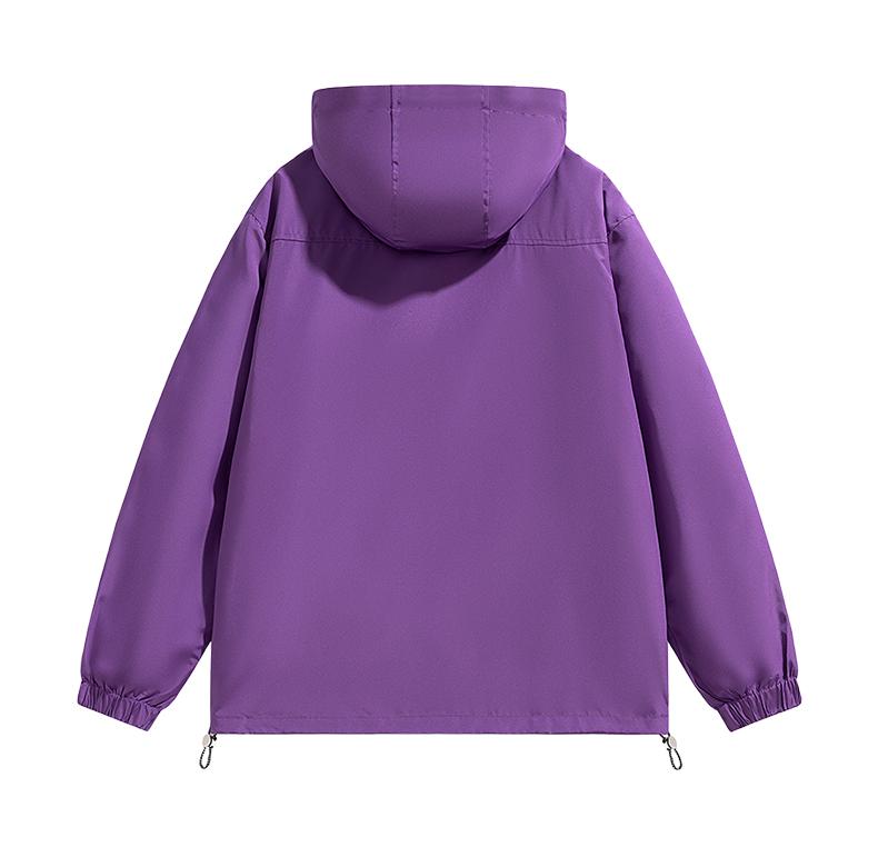 Men&rsquo;s Loose-Fit Hooded Windproof Waterproof Polyester Plain Long-Sleeve Tops - Adjustable Drawstring Hem, Zipper Closure, Casual Outdoor Menswear Outerwear for Everyday Wear
