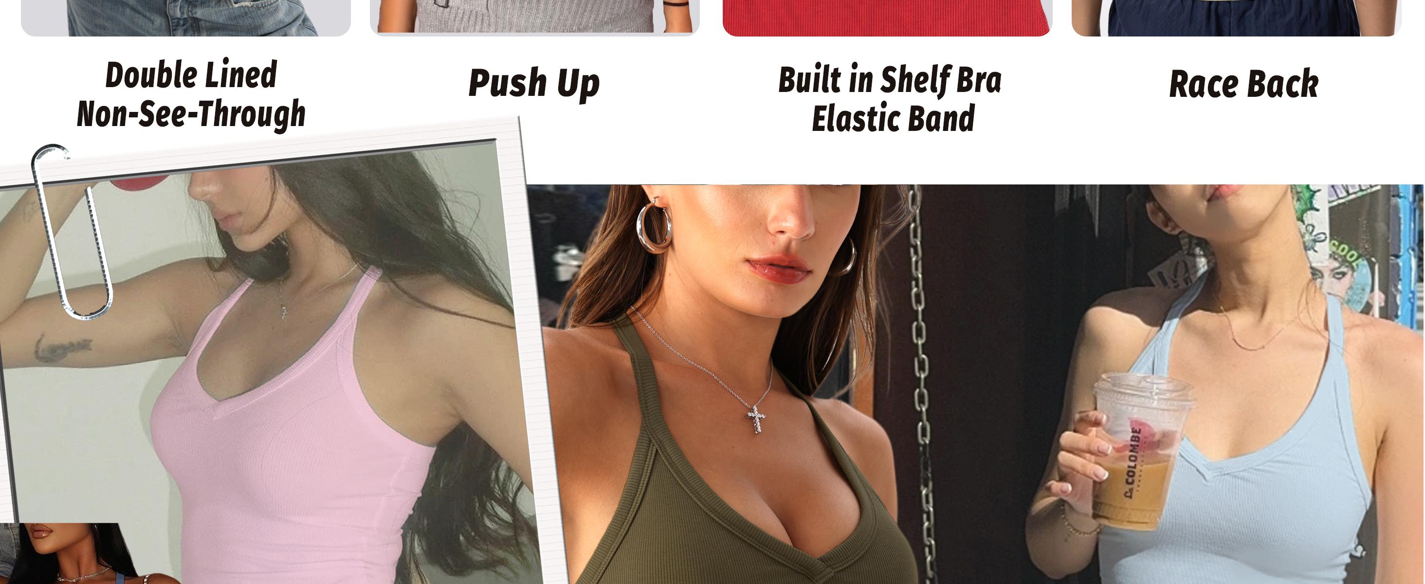 Danysu V Neck Cotton Tank Tops with Built-in Shelf Bra Sleeveless Racerback Fitted Basic Cami Shirts Danysu V Neck Cotton Tank Tops with Built-in Shelf Bra Sleeveless Racerback Fitted Basic Cami Shirts