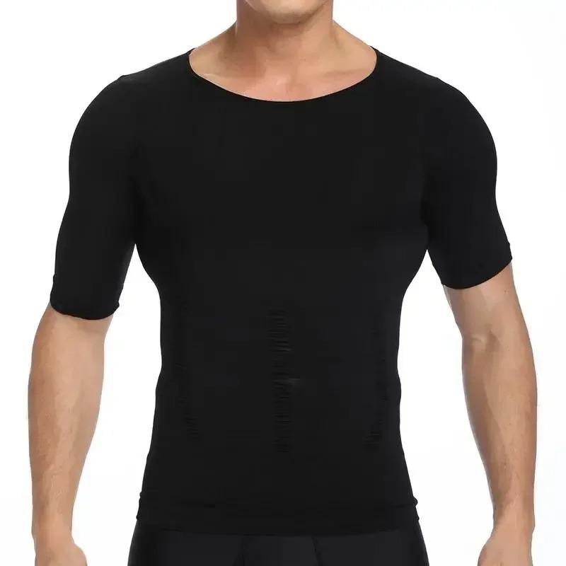 1/2/3/4 Pack Menswear Compression Body Shaper Shapewear Stretch Short Sleeve Shirt Breathable Lightweight Comfy Workout Tank Top Sports Vest Fitness Tee Gym Exercise Activewear Elastic Formal Fabric Casual