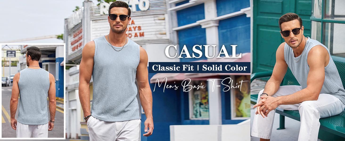 COOFANDY Men's Vests Casual Tank Tops 2 Pack Knit Sleeveless Lightweight Tee Muscle Basic T Shirts