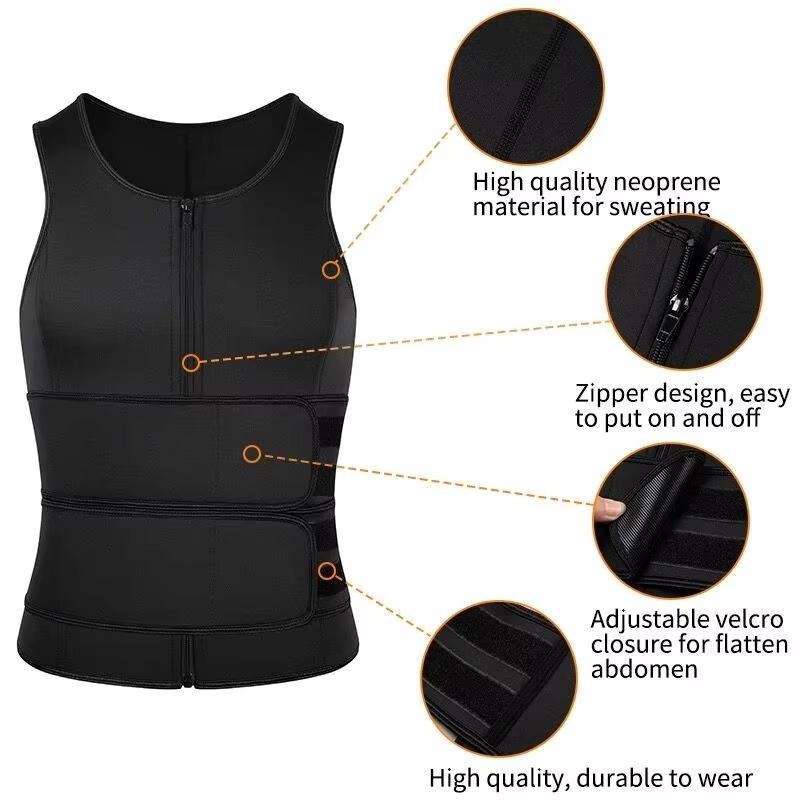 Men Body Shaper Waist Trainer Vest  Sauna Sweat Vest Compression Undershirt Shapewear Workout Tank Tops Corset Sports Breathable Outfits