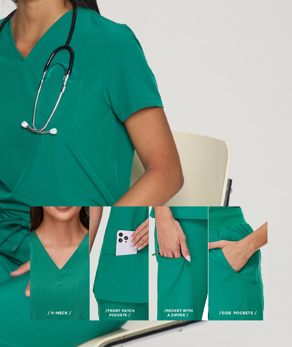 COZYFIT Scrubs Luna Vital Set for Women - Stretch V-Neck Scrub Top & Jogger Pant with 8 Pockets COZY SCRUBS