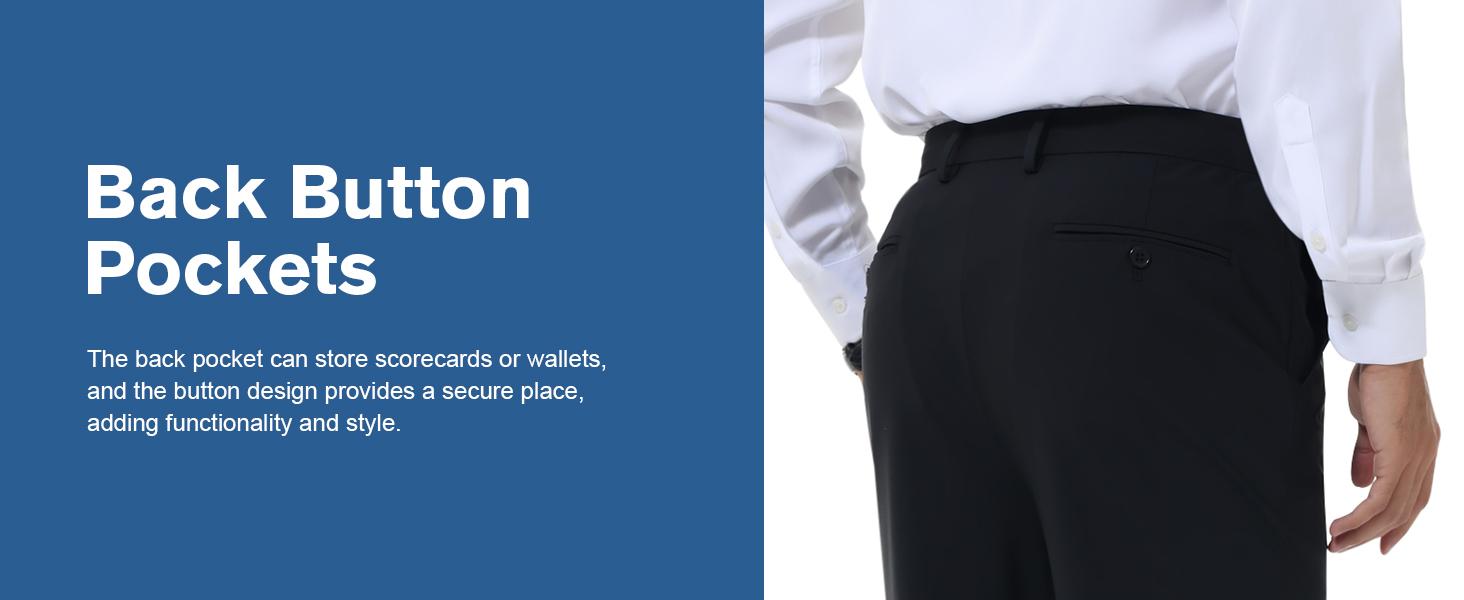 Alimens&Gentle Men's Stretch Dress Pants No Iron Golf Pants Expandable Waist Flat Front Business Casual Formal  Pants