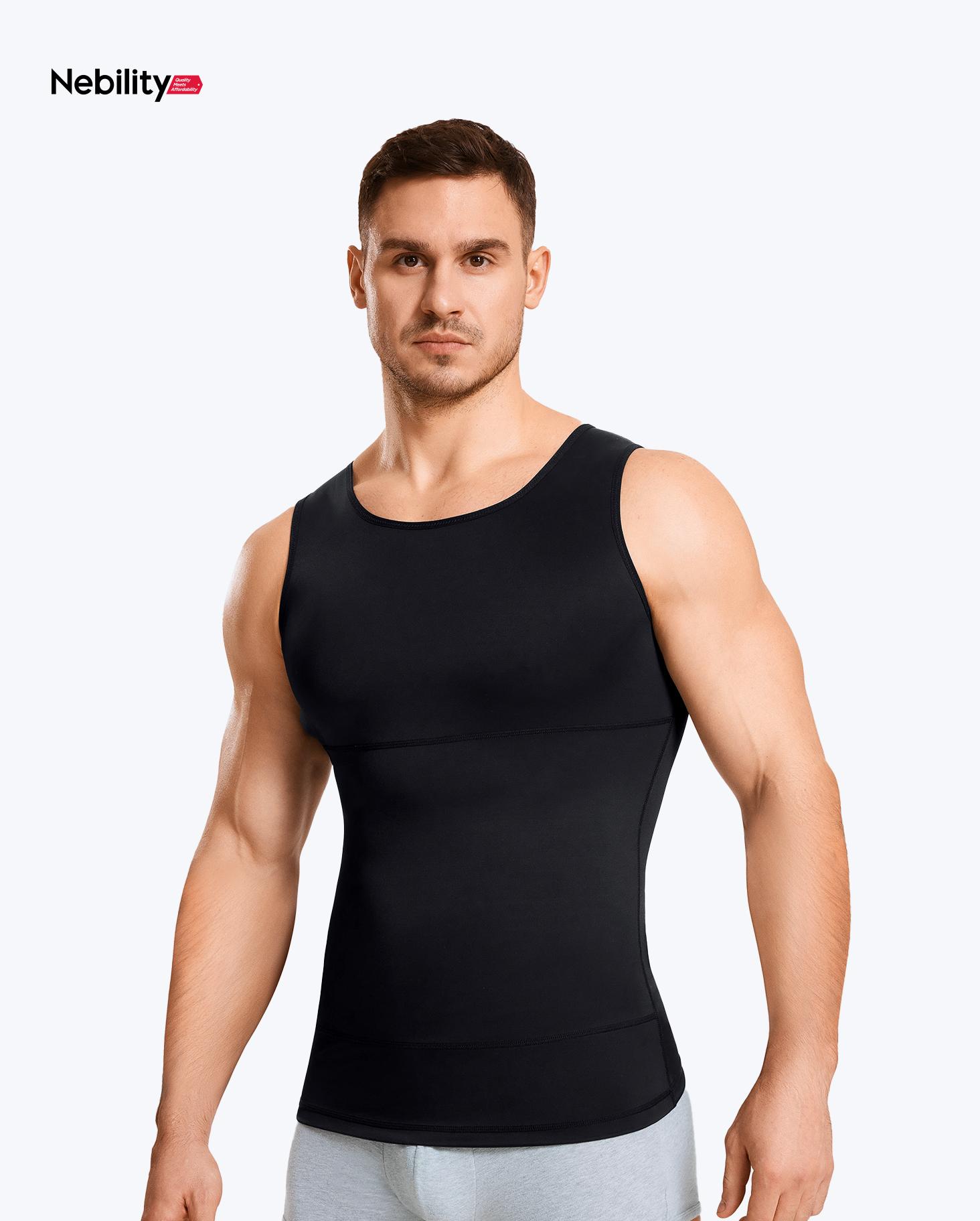 【Nebility】 Men&rsquo;s Silky Soft Compression Shapewear Tank, Slimming Body Shaper Vest with Waist & Chest Support, Stretchy, Odor-Resistant, Breathable Muscle Tank for Daily Comfort, Menswear, Tanktop,fathersdaygift