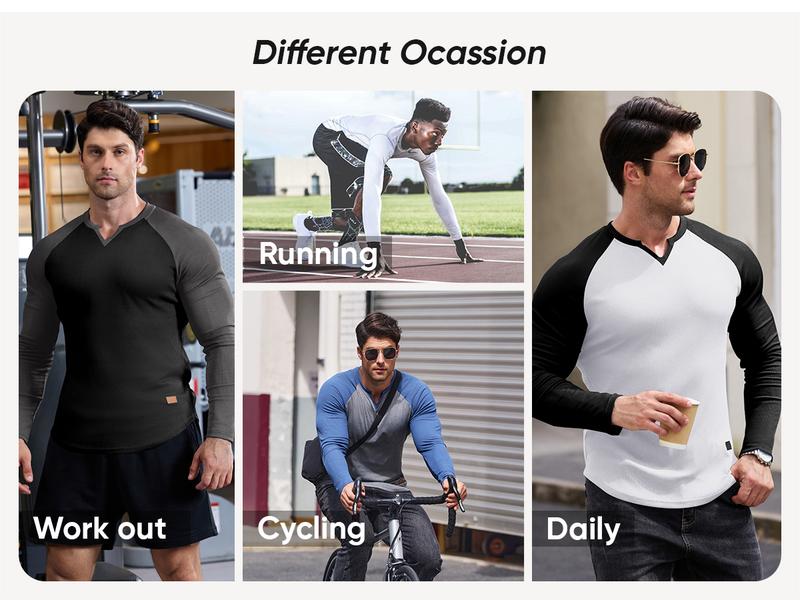 JMIERR Mens Long Sleeve Muscle T Shirts Casual V-Neck Longline Ribbed Tee Shirts JMIERR Mens Long Sleeve Muscle T Shirts Casual V-Neck Longline Ribbed Tee Shirts