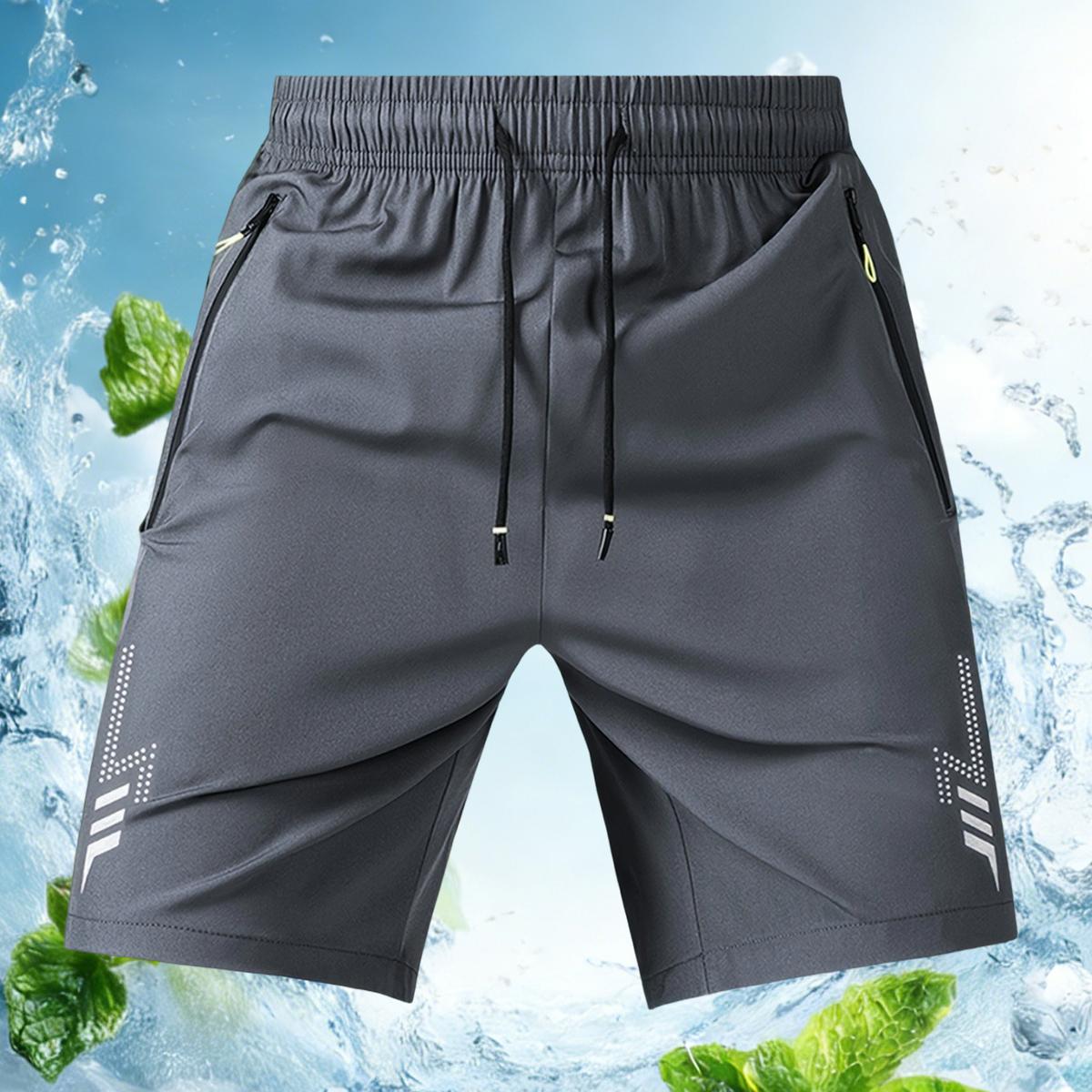 Men's Unisex Fashion Athletic Shorts (Pack of 3) - Reflective Geometric Prints, Drawstring Waistband, Side Zipper Closures, Ideal for Summer Wear, Everyday Exercise, Running, Reflective Prints,summerwins,father'sdaygifts