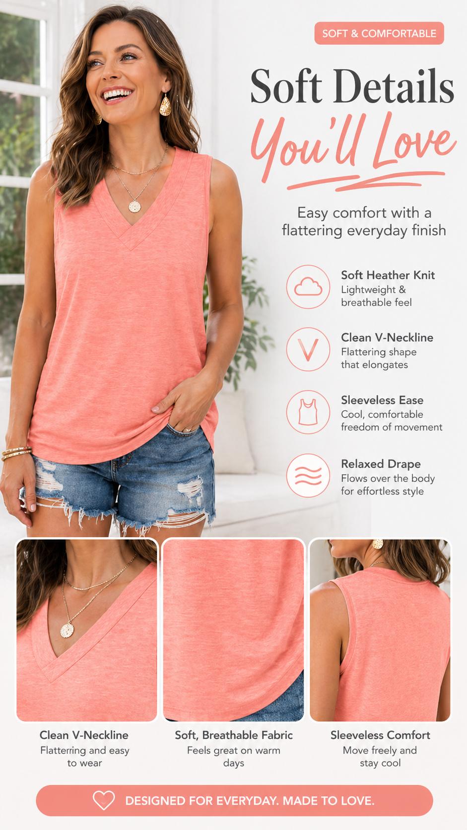 WIHOLL Tank Tops for Women Summer V Neck T Shirts Trendy Sleeveless Basic Tee Loose Fit 2025 Fashion