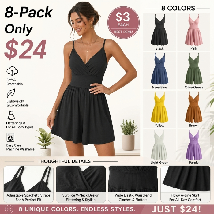 🌴 Women's Backless Wide-Leg Cami Romper