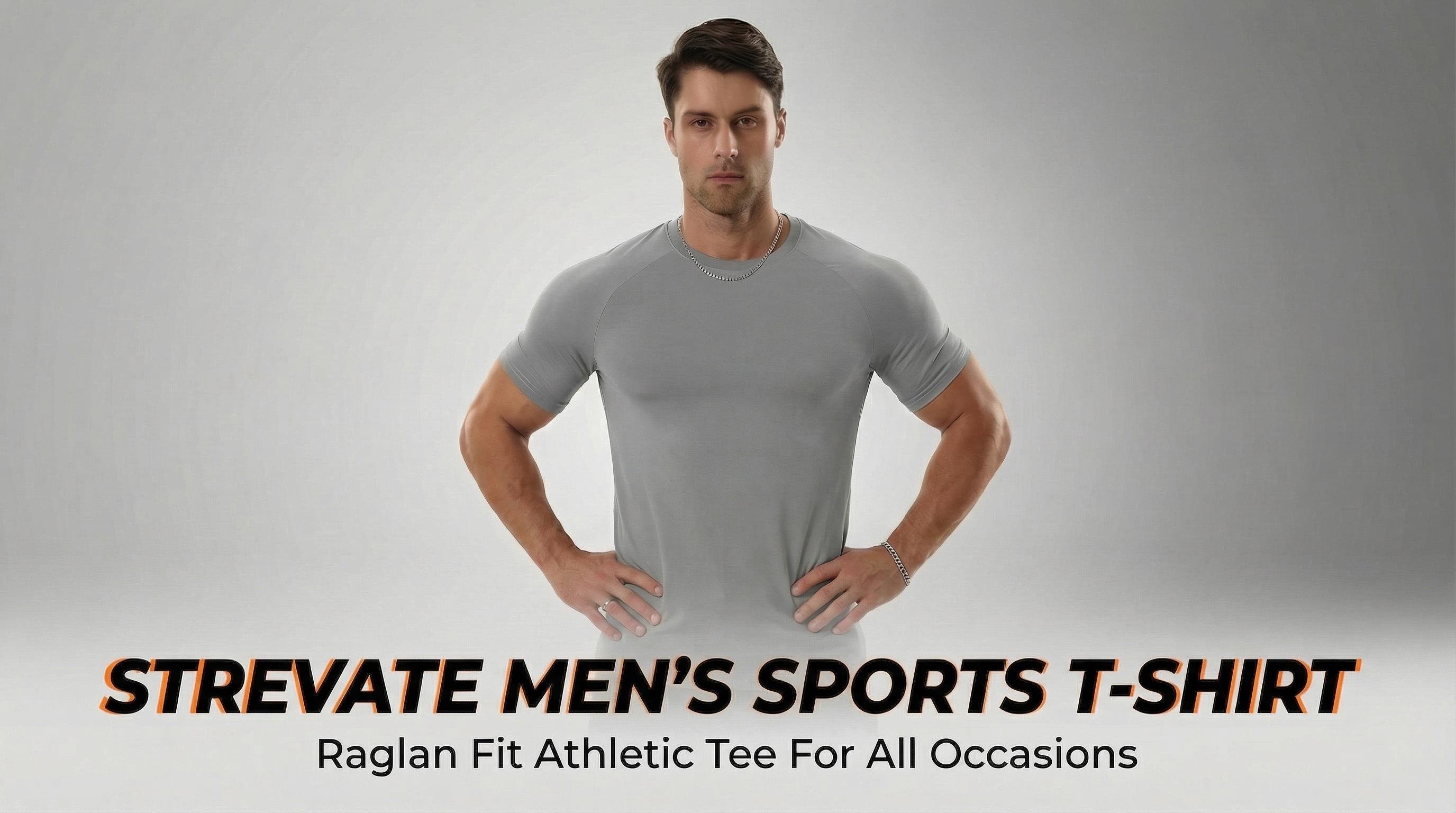 STREVATE Men's Raglan Sleeve Tee, Athletic Tapered Fit, Arm-Enhancing Sleeves, Menswear Wrinkle-Resistant Stretch Fabric Gym Workout T-Shirt Fitness Running Tops STREVATE Men's Raglan Sleeve Tee, Athletic Tapered Fit, Arm-Enhancing Sleeves, Menswear Wrinkle-Resistant Stretch Fabric Gym Workout T-Shirt Fitness Running Tops
